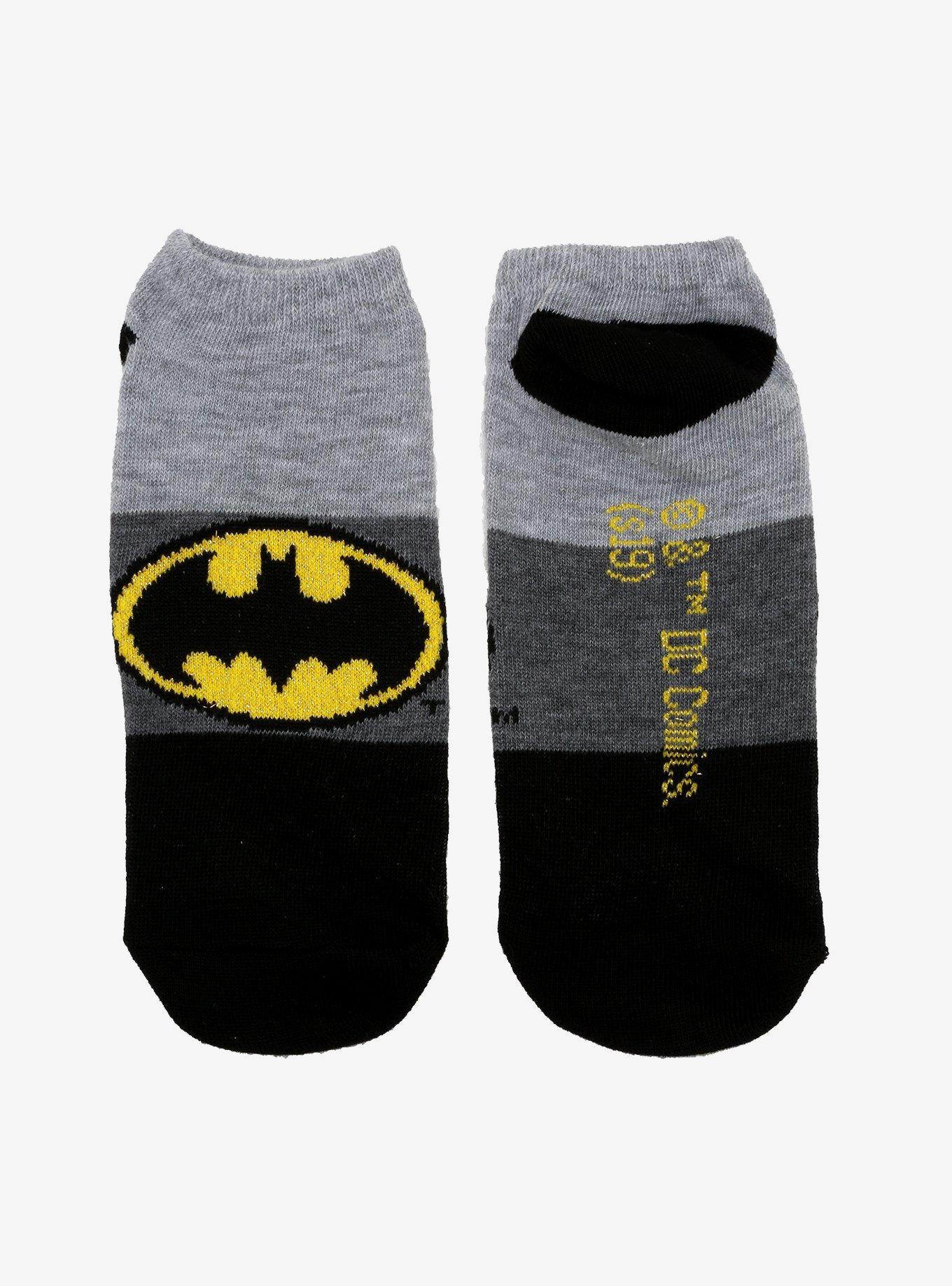 DC Comics Batman Sparkle Logo No-Show Socks, , alternate