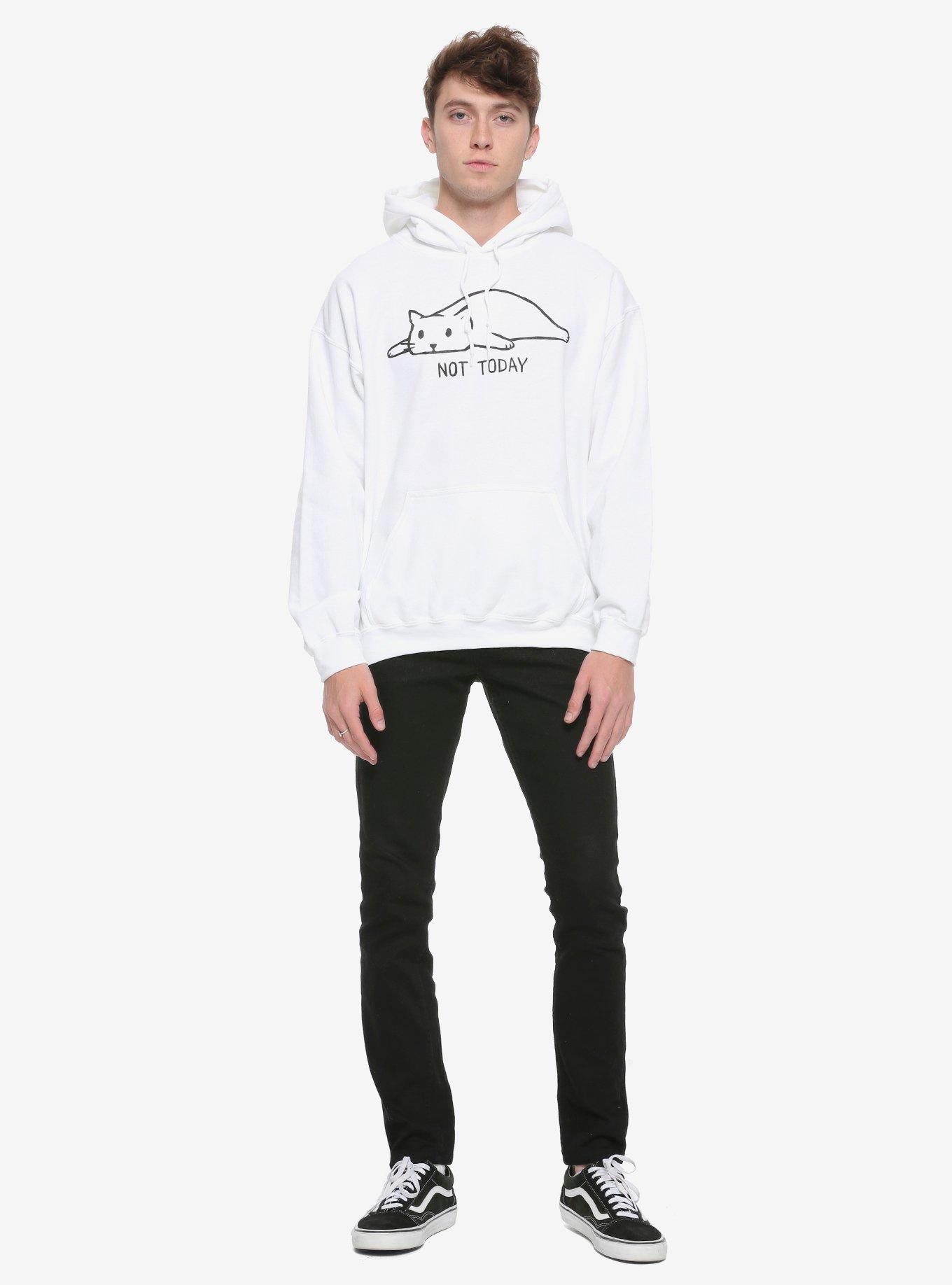 Not Today Cat Hoodie, WHITE, alternate