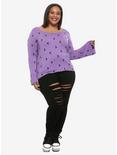 Purple Moons Bell Sleeve T-Shirt Plus Size, BLACK, alternate