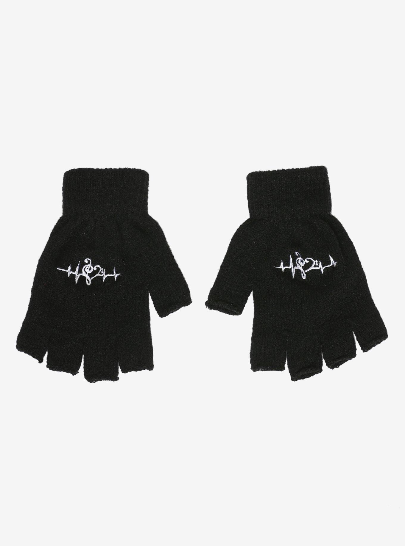Music Note Heart Fingerless Gloves, , alternate
