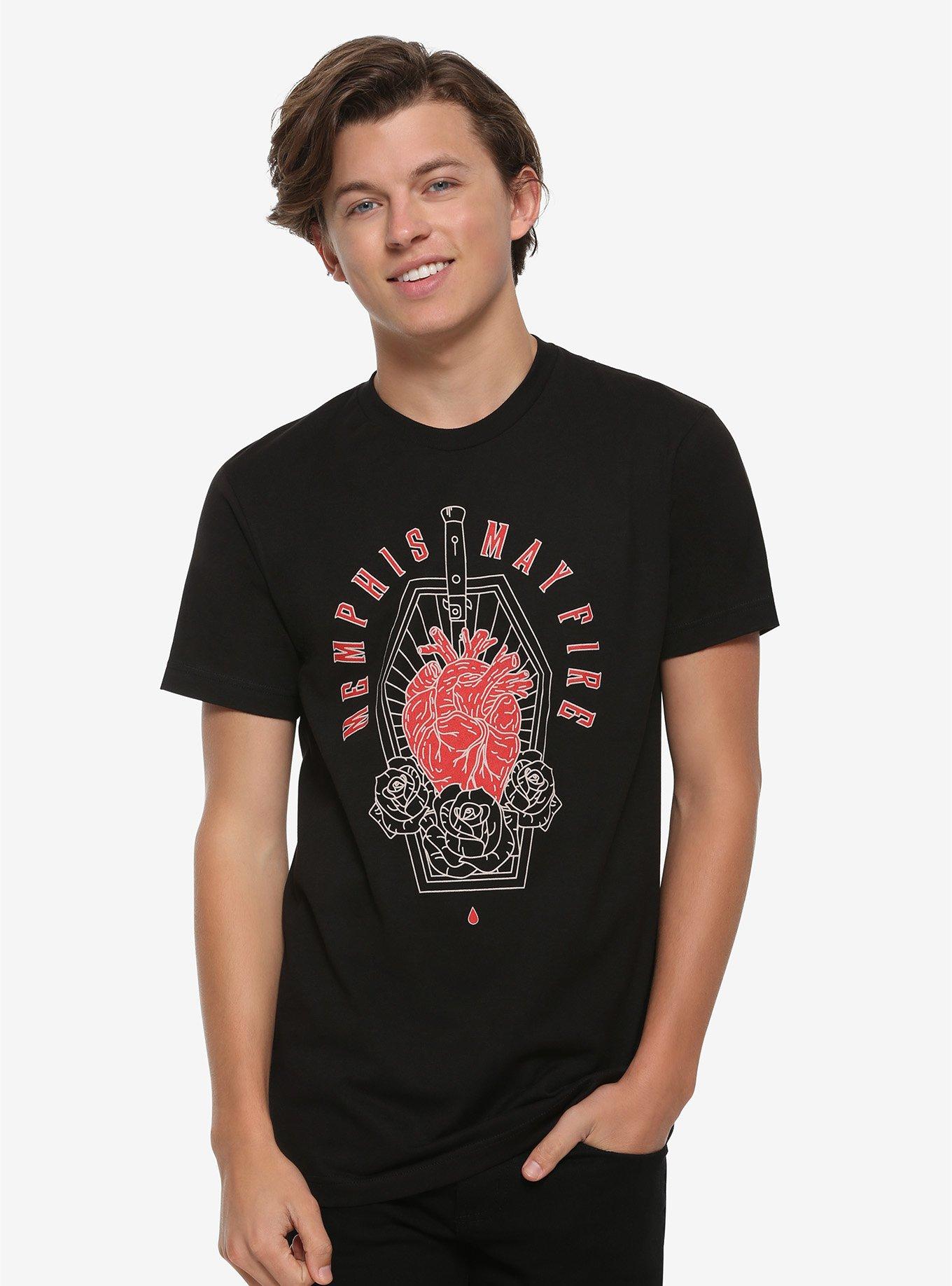 Memphis May Fire Heart Coffin T-Shirt, BLACK, alternate