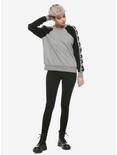 Black & Grey Lace-Up Girls Long-Sleeve Sweatshirt, BLACK, alternate