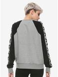 Black & Grey Lace-Up Girls Long-Sleeve Sweatshirt, BLACK, alternate