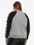 Black & Grey Lace-Up Girls Long-Sleeve Sweatshirt Plus Size, BLACK, alternate