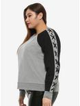 Black & Grey Lace-Up Girls Long-Sleeve Sweatshirt Plus Size, BLACK, alternate
