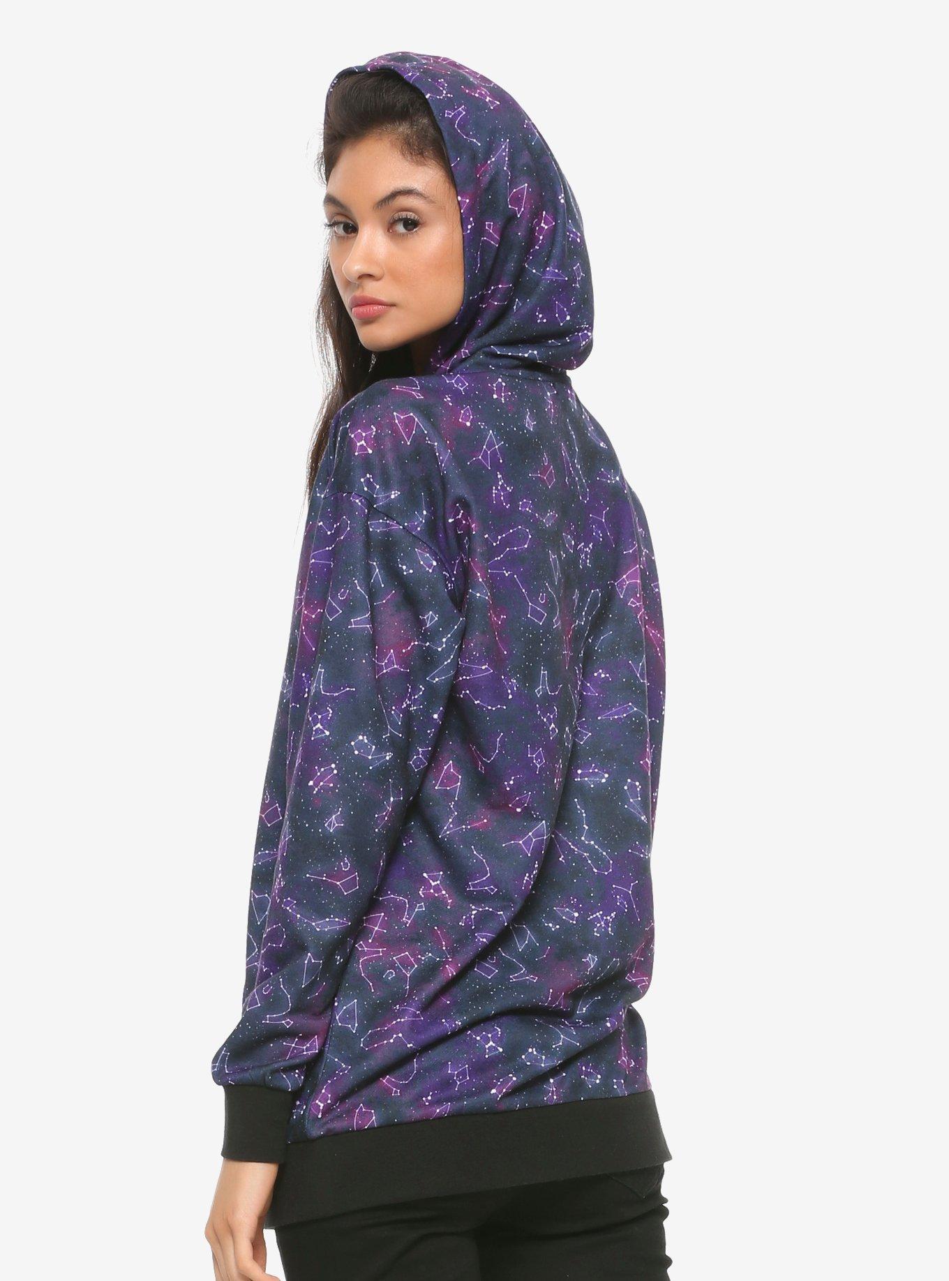 Constellation Print Oversized Girls Hoodie, MULTI, alternate
