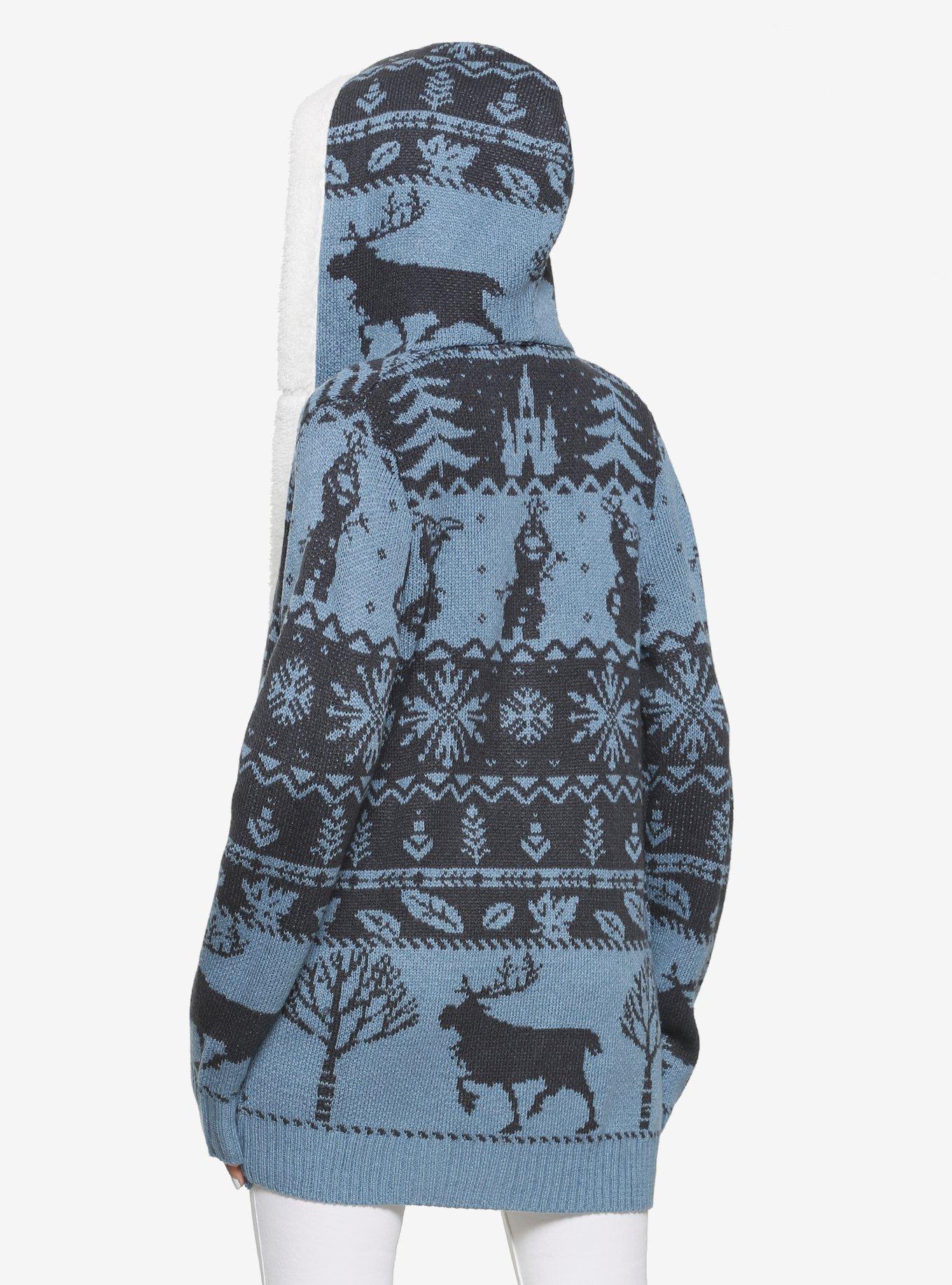 Her Universe Disney Frozen 2 Nordic Folk Pattern Sherpa Girls Open Cardigan, MULTI, alternate