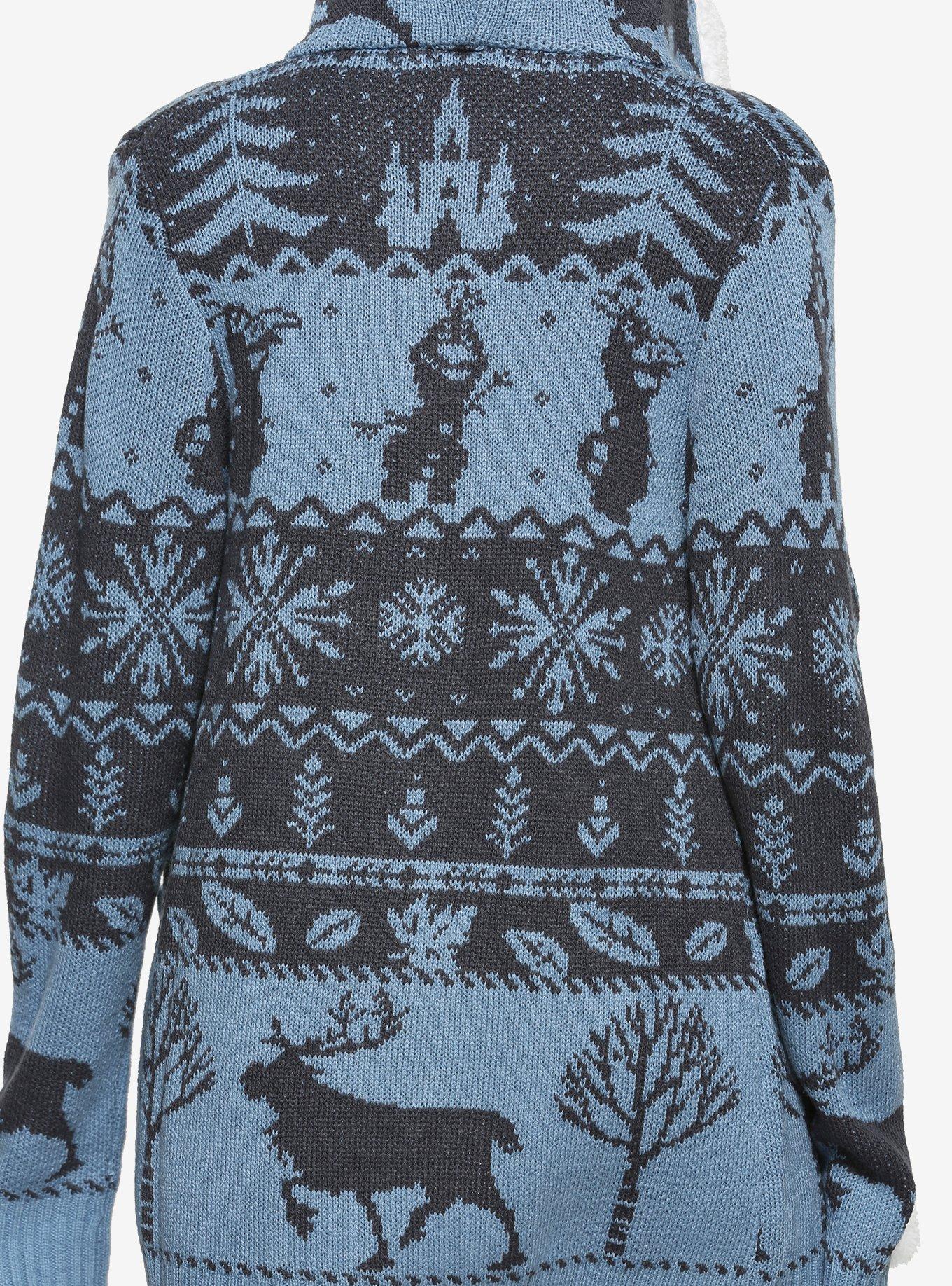 Her Universe Disney Frozen 2 Nordic Folk Pattern Sherpa Girls Open Cardigan, MULTI, alternate