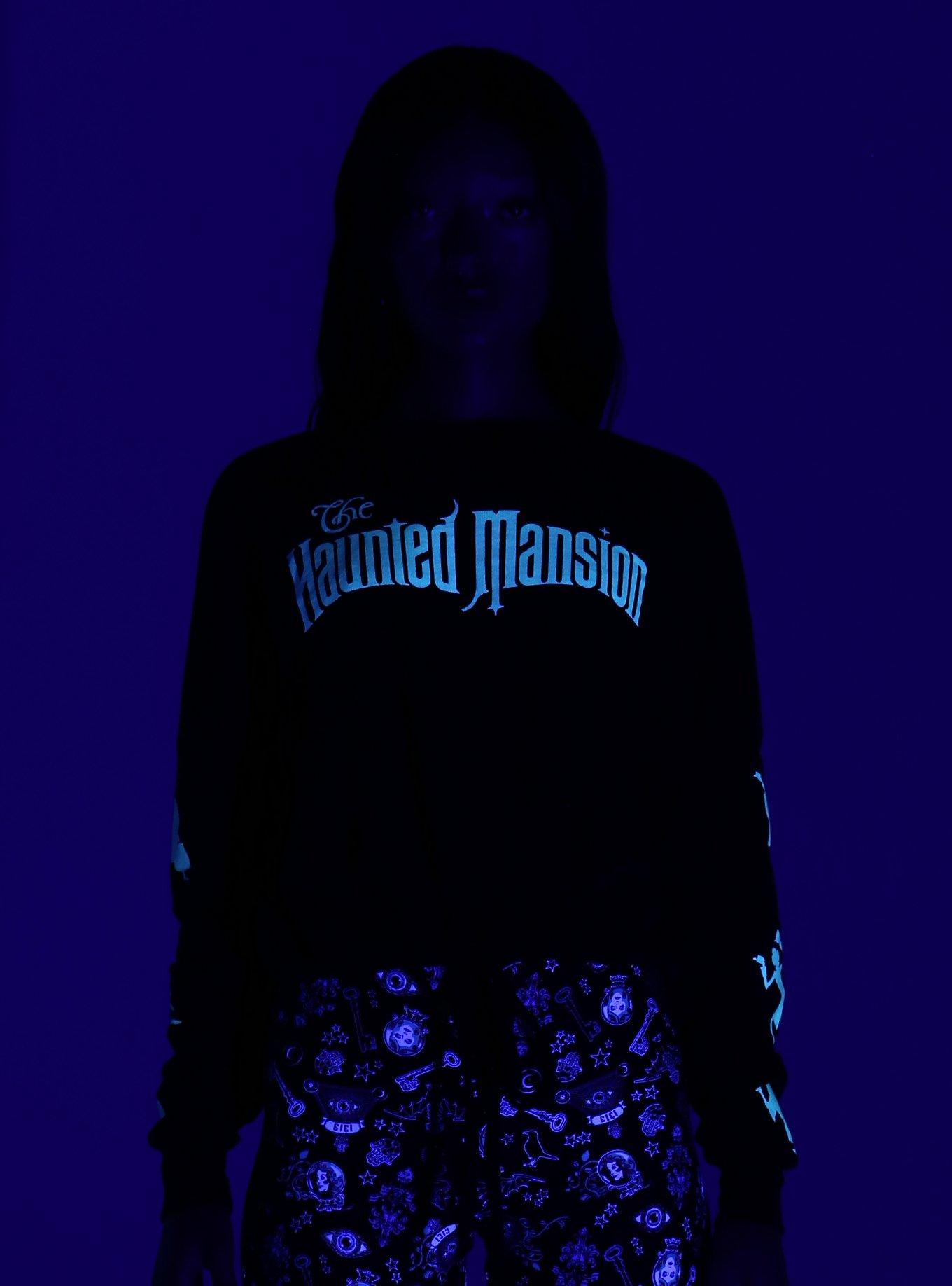 Her Universe Disney The Haunted Mansion Hitchhiking Ghosts Glow-In-The-Dark Girls Cinched Waist Sweatshirt, MULTI, alternate