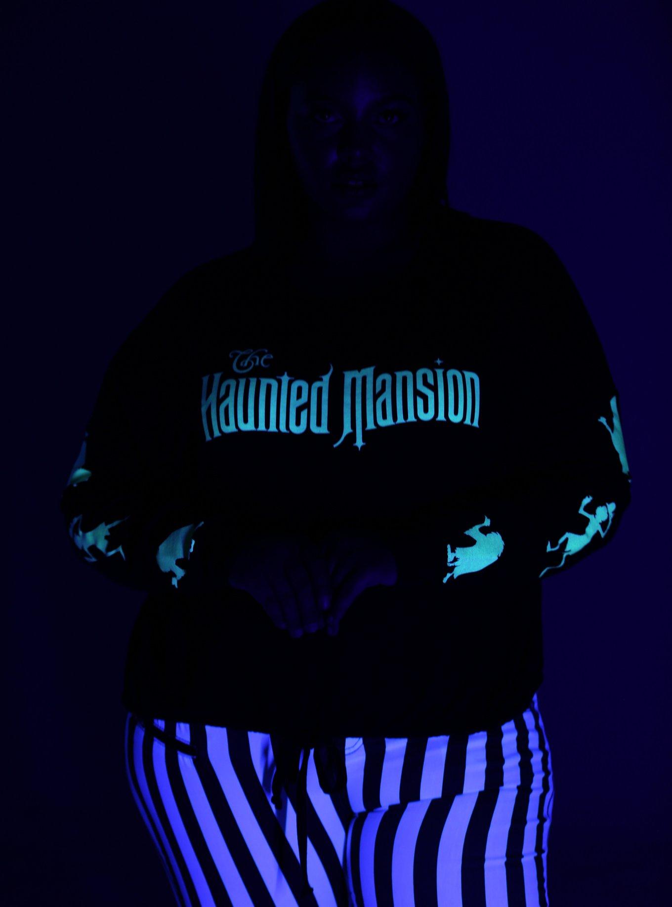 Her Universe Disney The Haunted Mansion Hitchhiking Ghosts Glow-In-The-Dark Girls Cinched Waist Sweatshirt Plus Size, MULTI, alternate