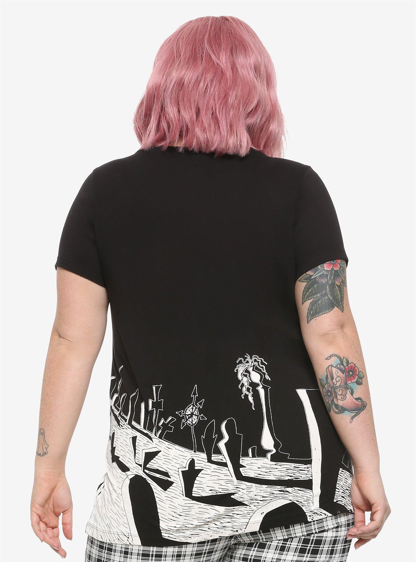 The Nightmare Before Christmas Black & White Spiral Hill Girls T-Shirt Plus Size, , alternate