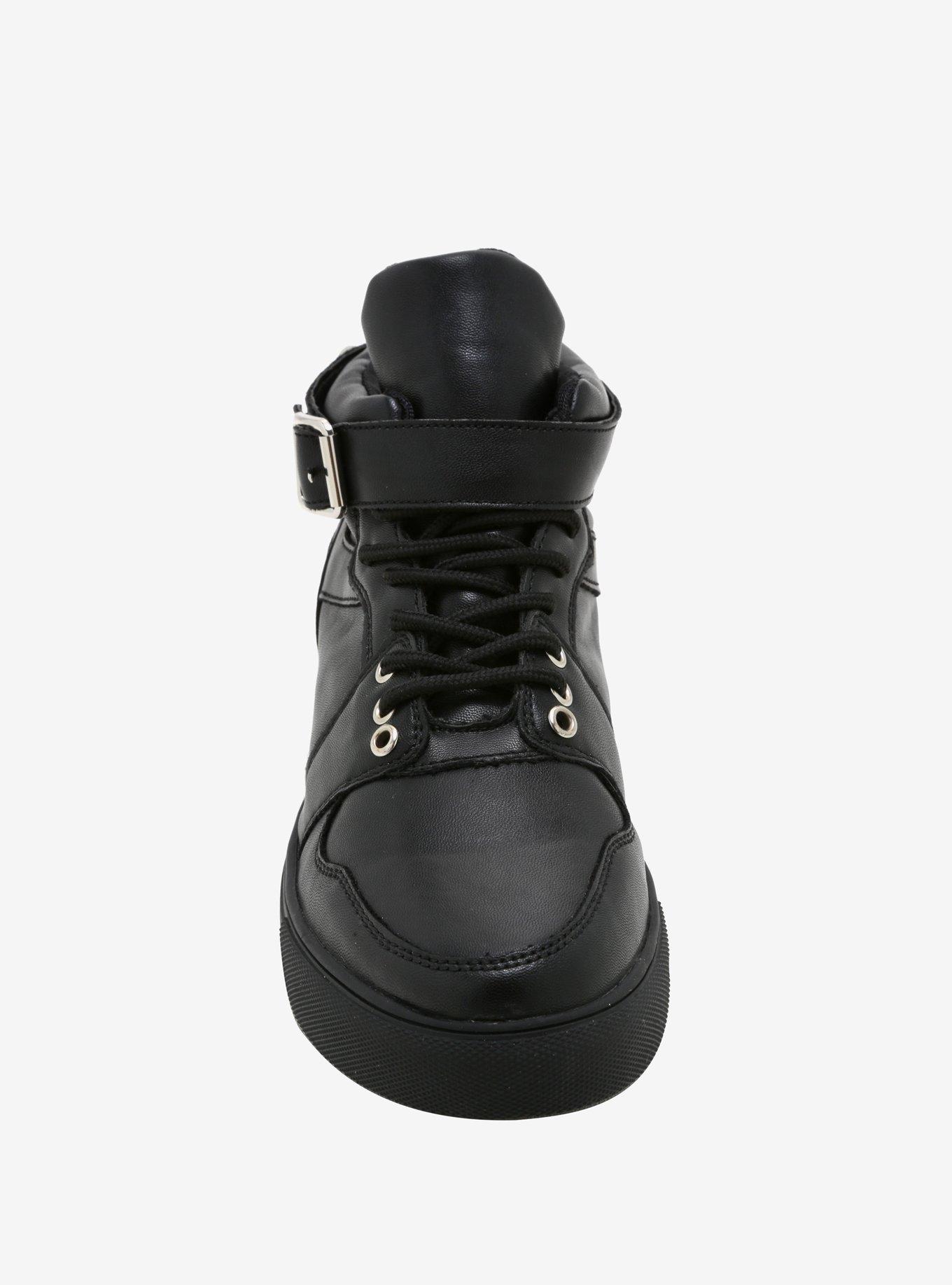 O-Ring Buckle Platform Hi-Top Sneakers, BLACK, alternate