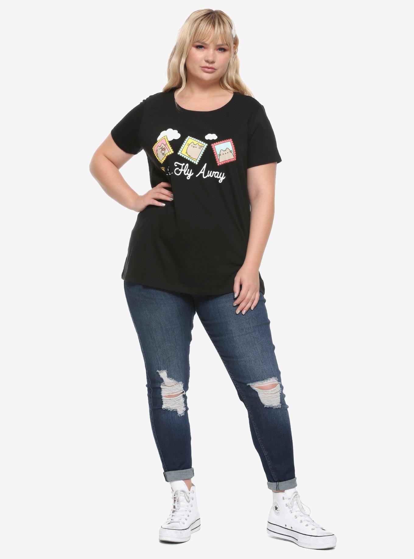 Pusheen Fly Away Girls T-Shirt Plus Size, BLACK, alternate