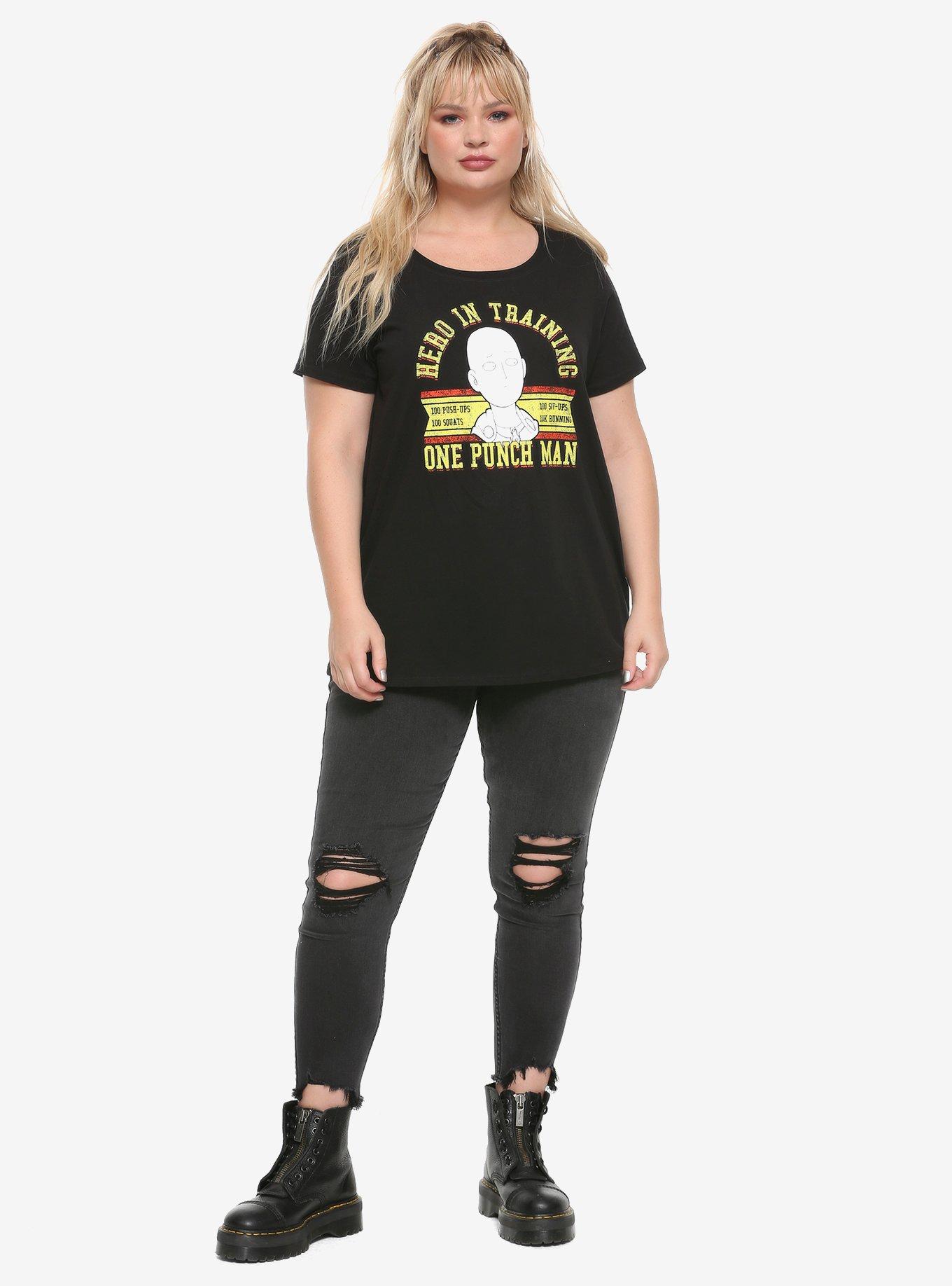 One Punch Man Hero In Training Girls T-Shirt Plus Size, BLACK, alternate