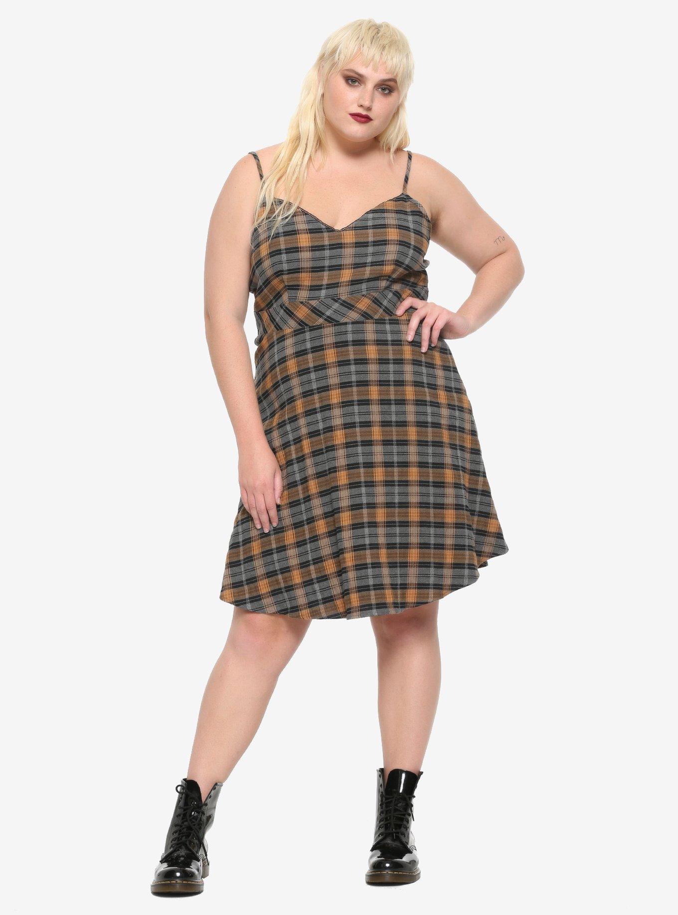 Mustard & Grey Plaid Dress Plus Size, PLAID, alternate