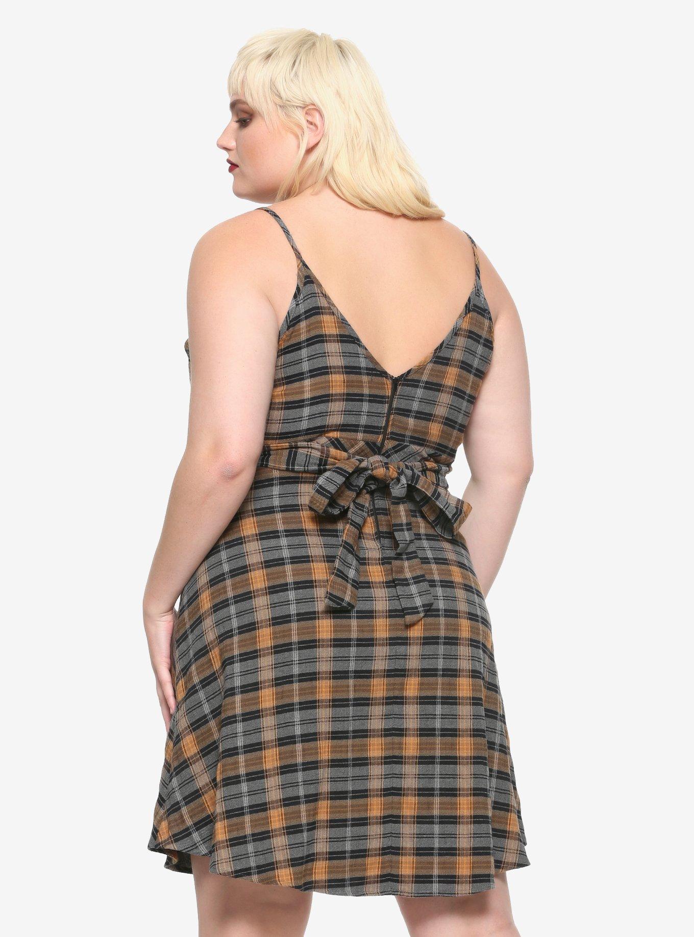 Mustard & Grey Plaid Dress Plus Size, PLAID, alternate