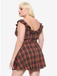 Brown Plaid Ruffle Dress Plus Size, PLAID, alternate