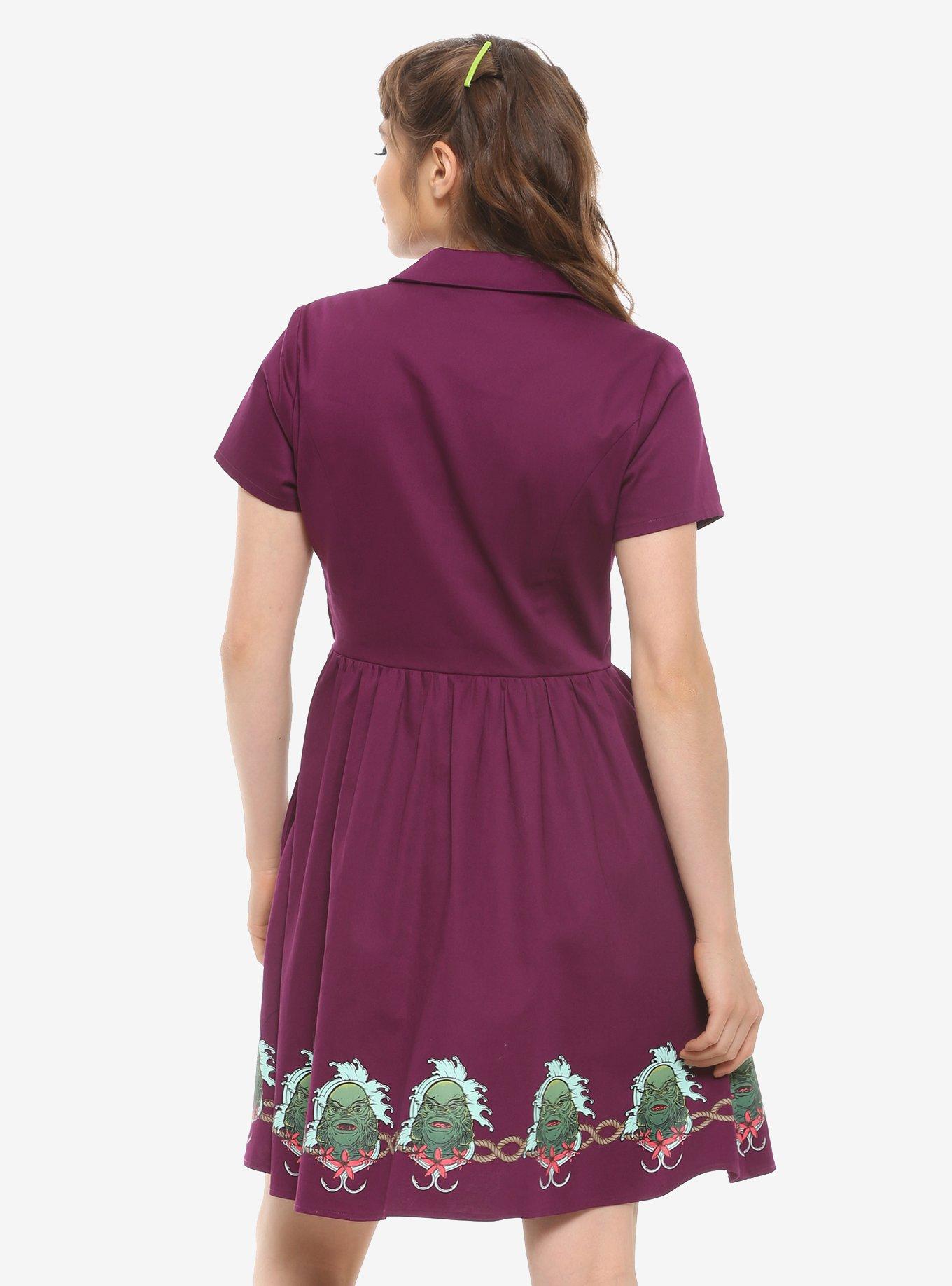 Universal Monsters Creature From The Black Lagoon Retro Dress, PURPLE, alternate