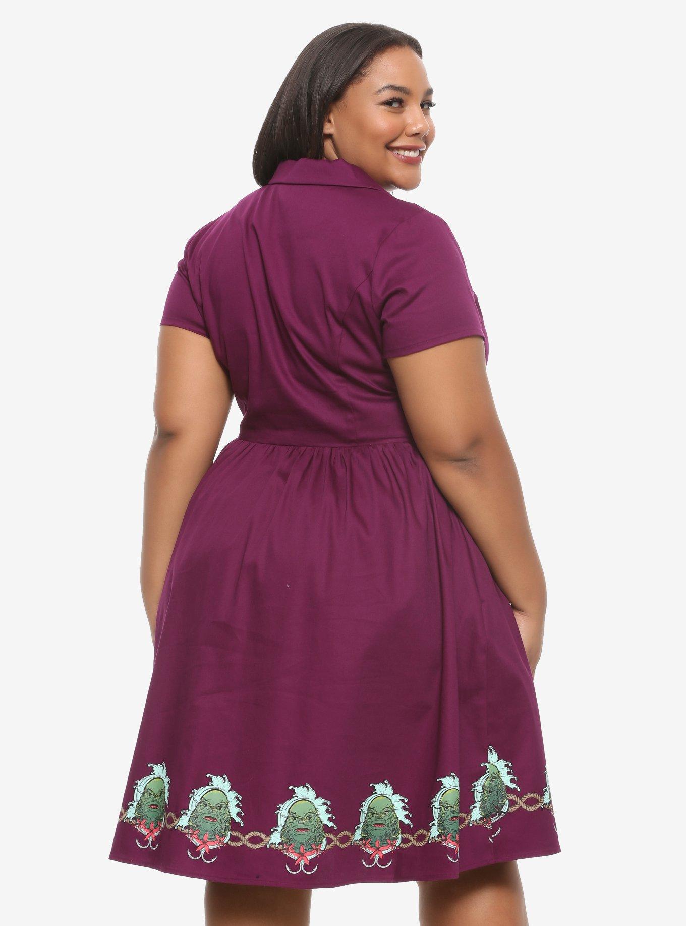 Universal Monsters Creature From The Black Lagoon Retro Dress Plus Size, PURPLE, alternate