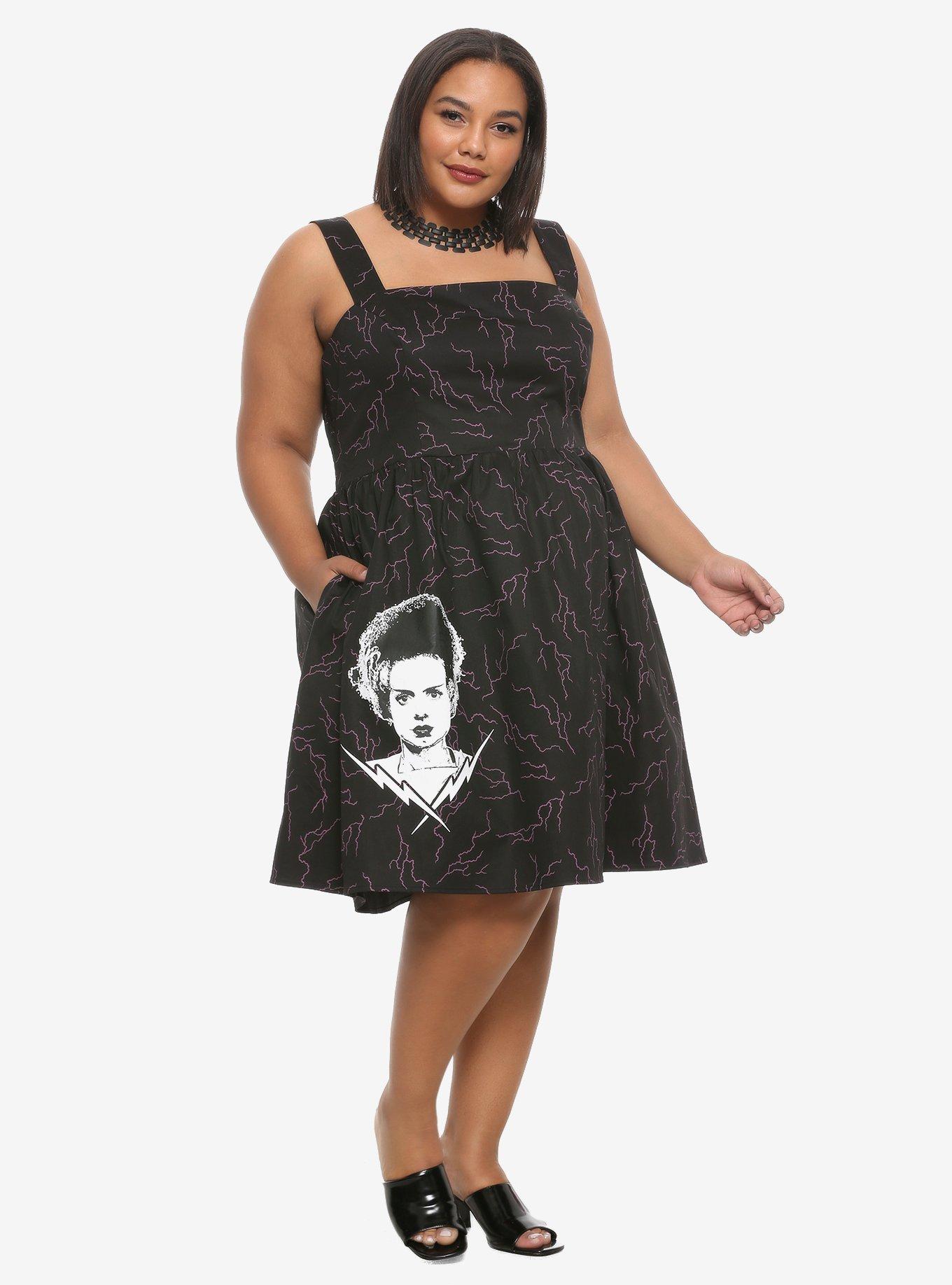 Universal Monsters Bride Of Frankenstein Retro Dress Plus Size, BLACK, alternate