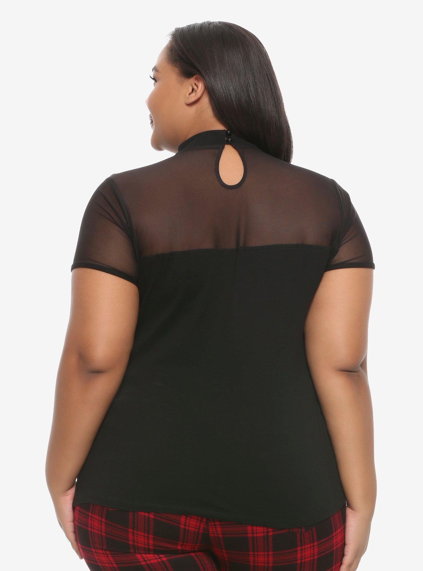 Universal Monsters Dracula Mesh Shoulder Girls Top Plus Size, , alternate