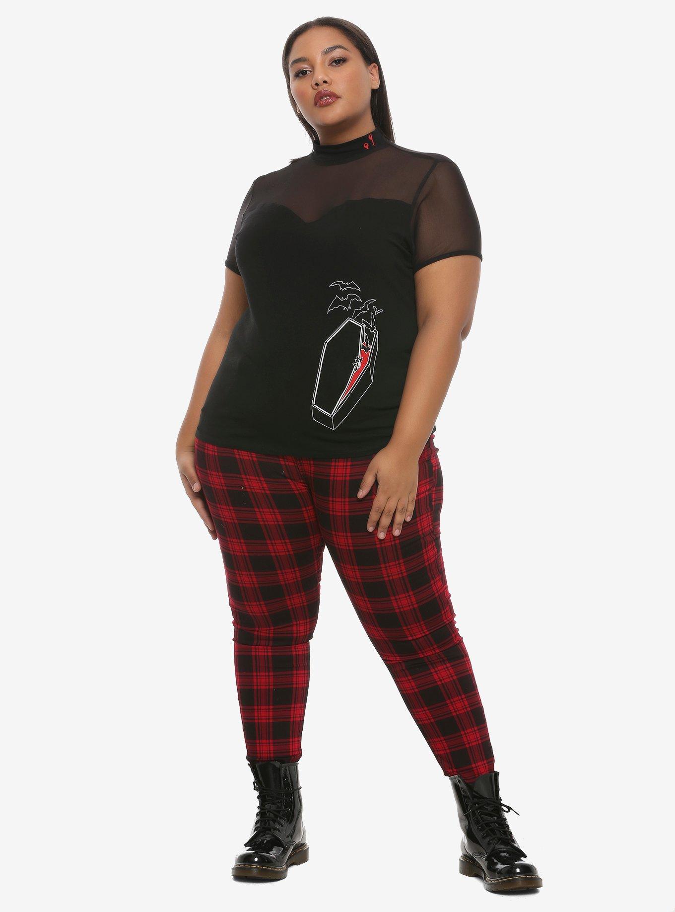 Universal Monsters Dracula Mesh Shoulder Girls Top Plus Size, , alternate