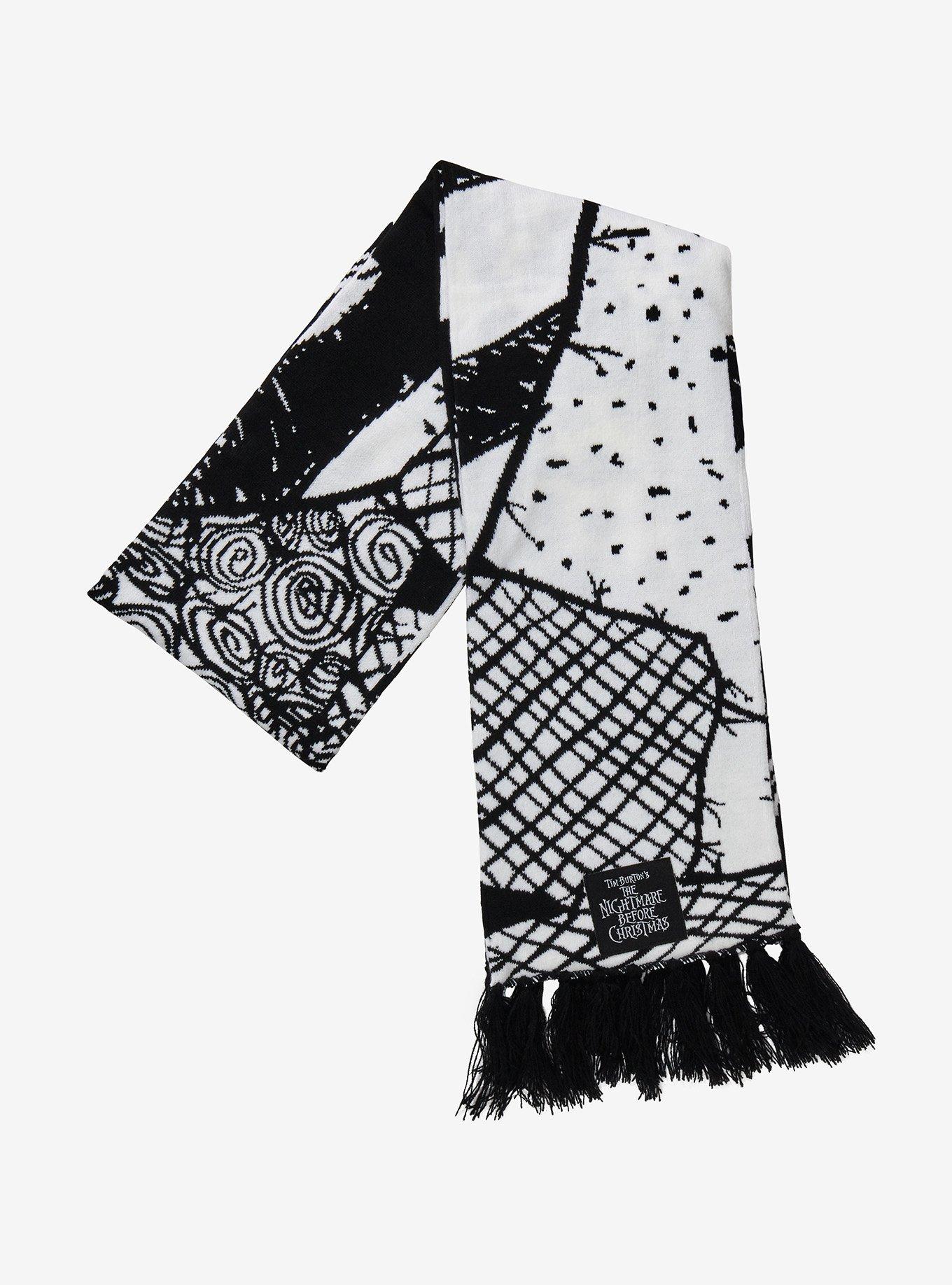 The Nightmare Before Christmas Sally Black & White Scarf, , alternate