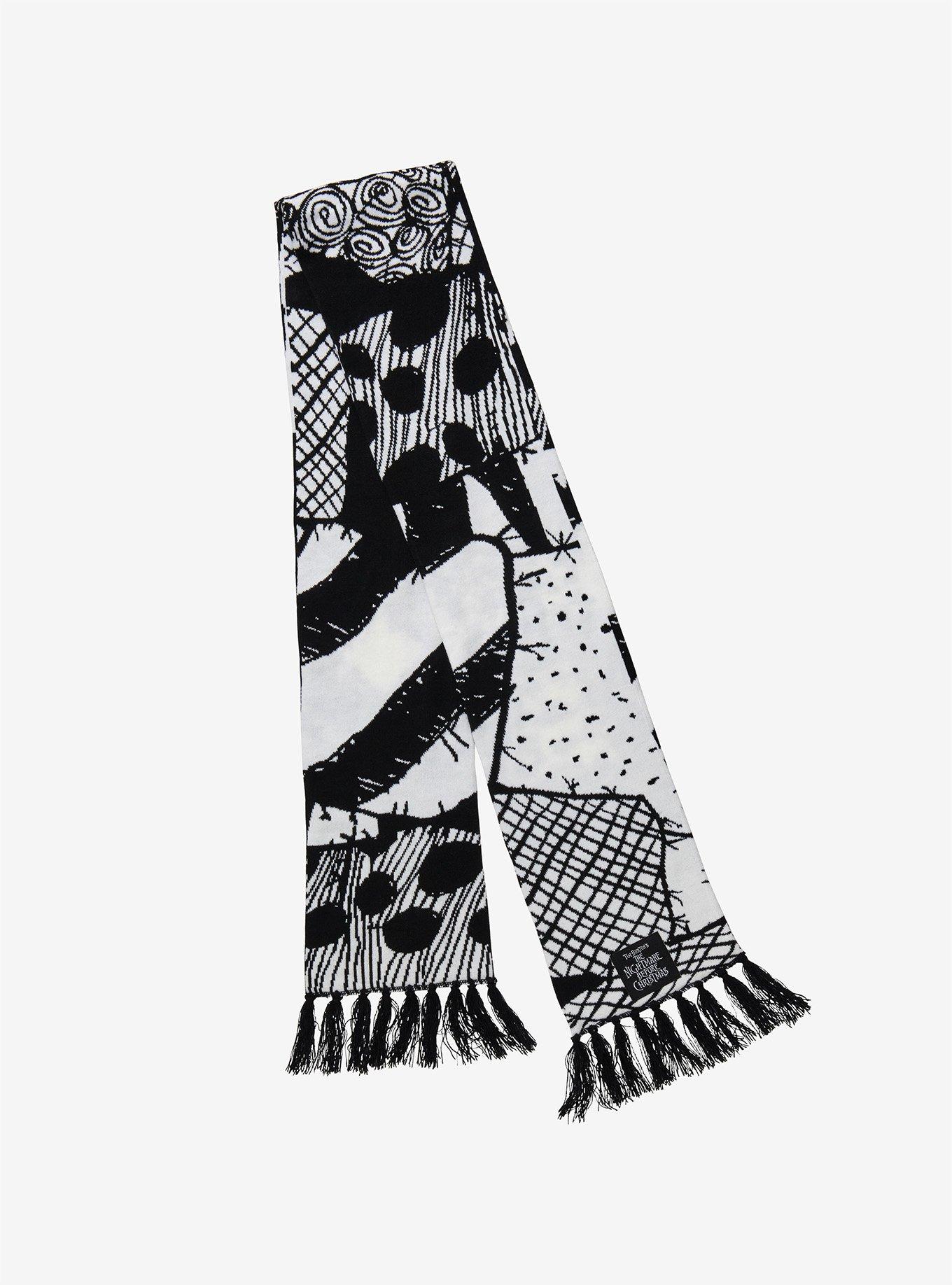 The Nightmare Before Christmas Sally Black & White Scarf, , alternate