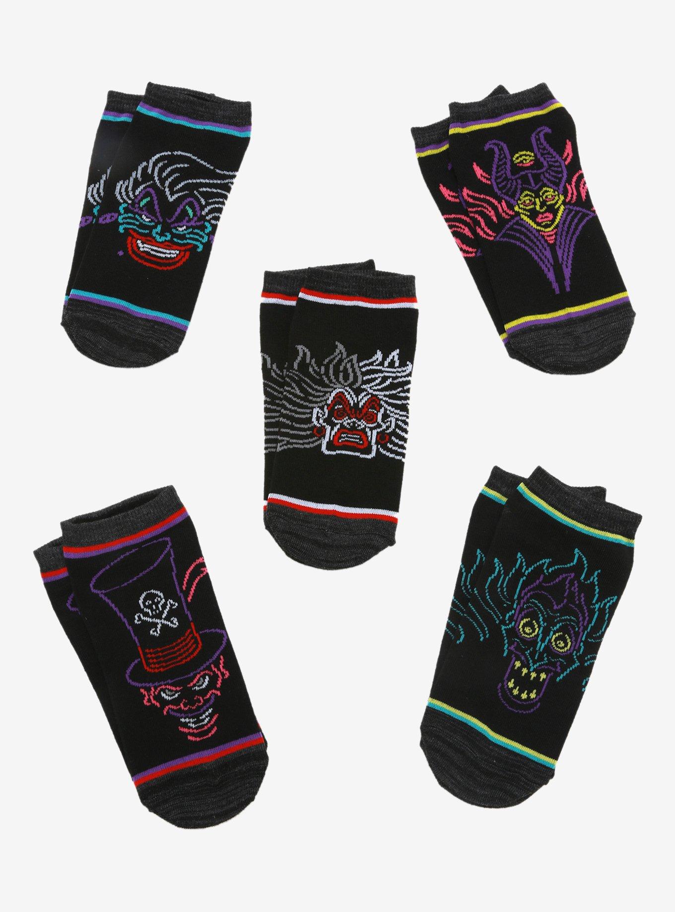 Disney Villains Neon Ankle Sock Set - BoxLunch Exclusive, , alternate