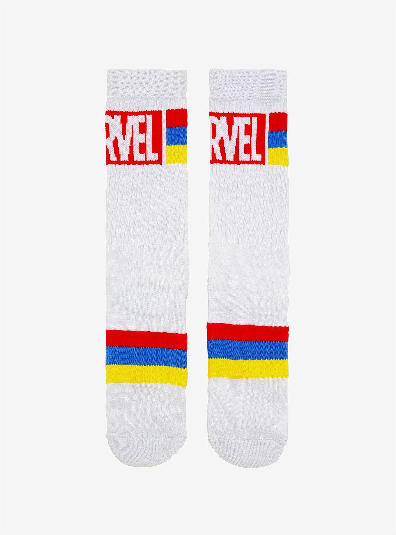 Marvel Primary Color Striped Crew Socks - BoxLunch Exclusive, , alternate