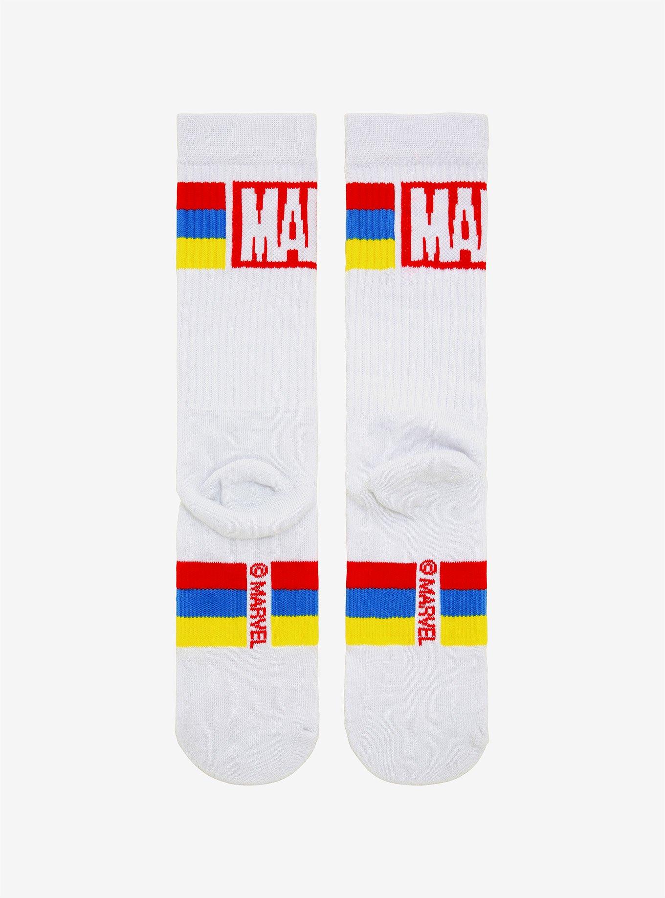 Marvel Primary Color Striped Crew Socks - BoxLunch Exclusive, , alternate