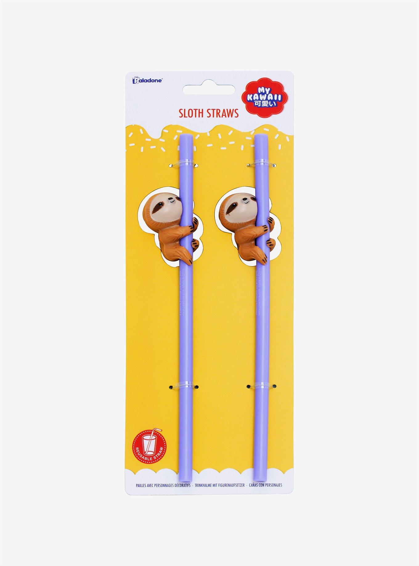 Sloth Reusable Straw Set, , alternate