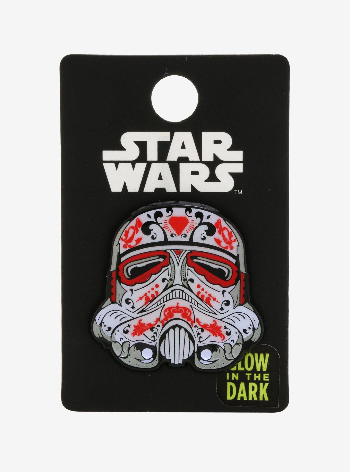 Star Wars Stormtrooper Sugar Skull Glow-In-The-Dark Enamel Pin, , alternate