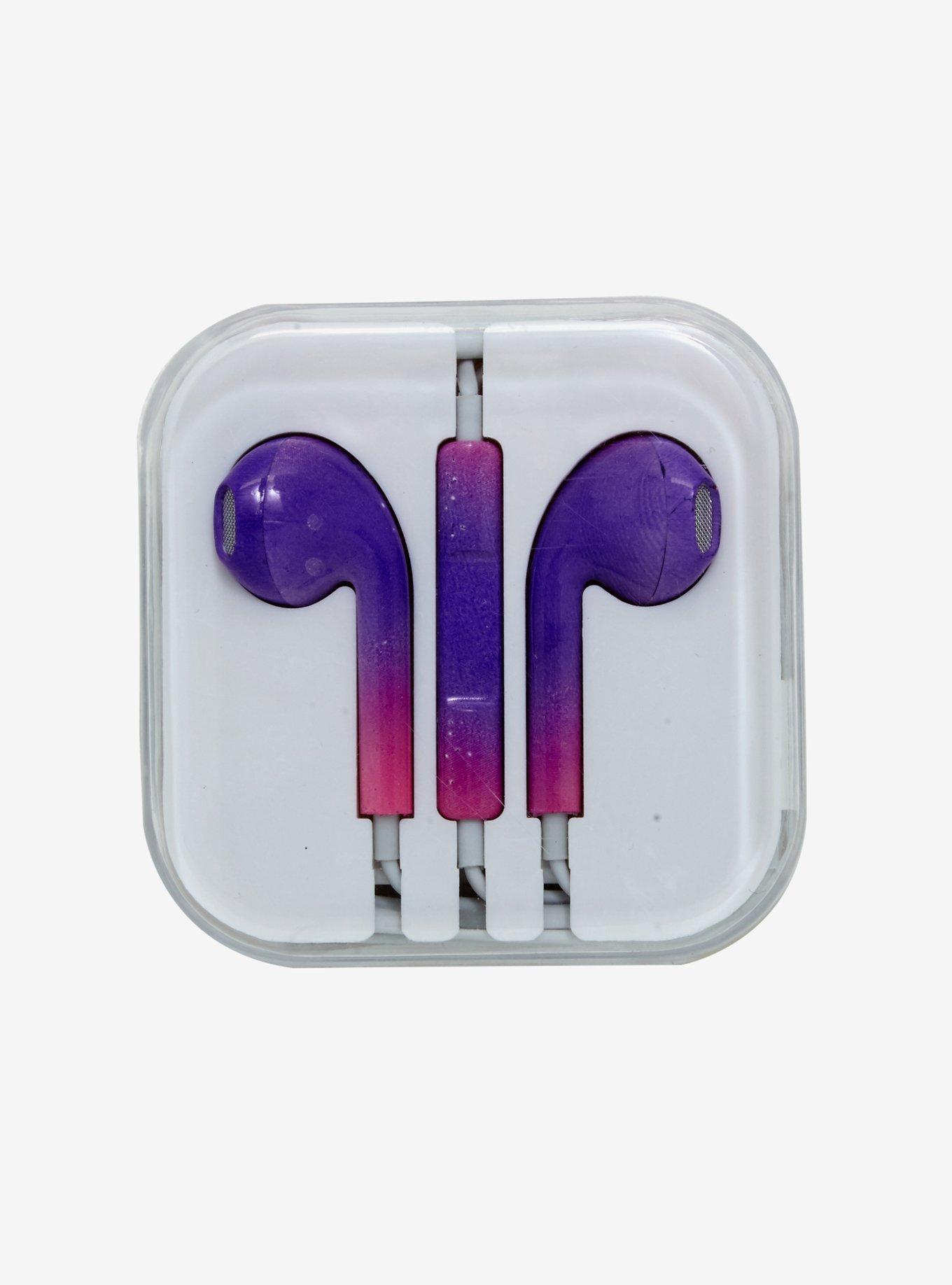 Purple Pink Ombre Earbuds, , alternate