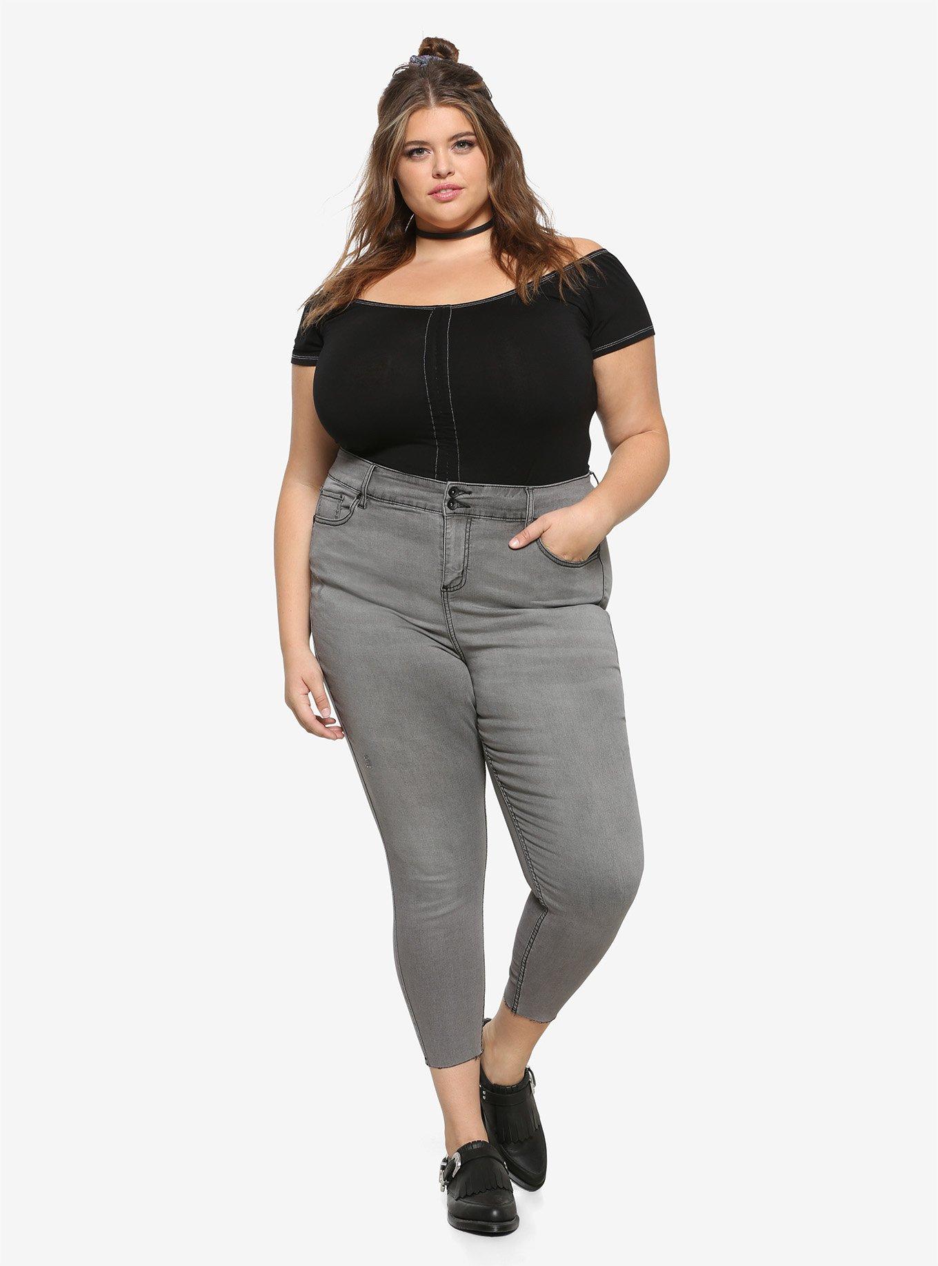 HT Denim Grey Wash Ultra Hi-Rise Jeggings Plus Size, GREY, alternate