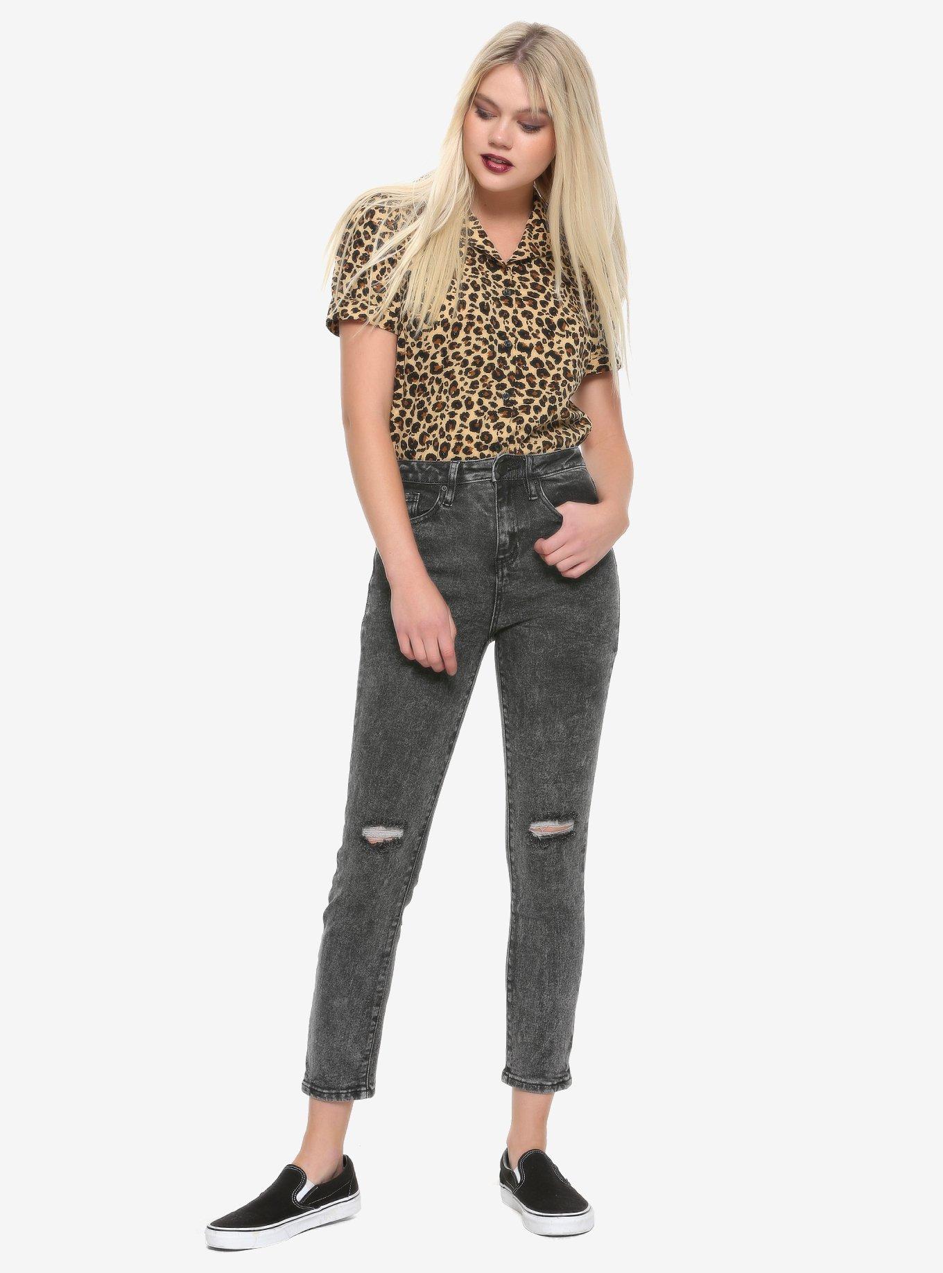 Black Acid Wash Distressed Hi-Rise Skinny Jeans, BLACK, alternate