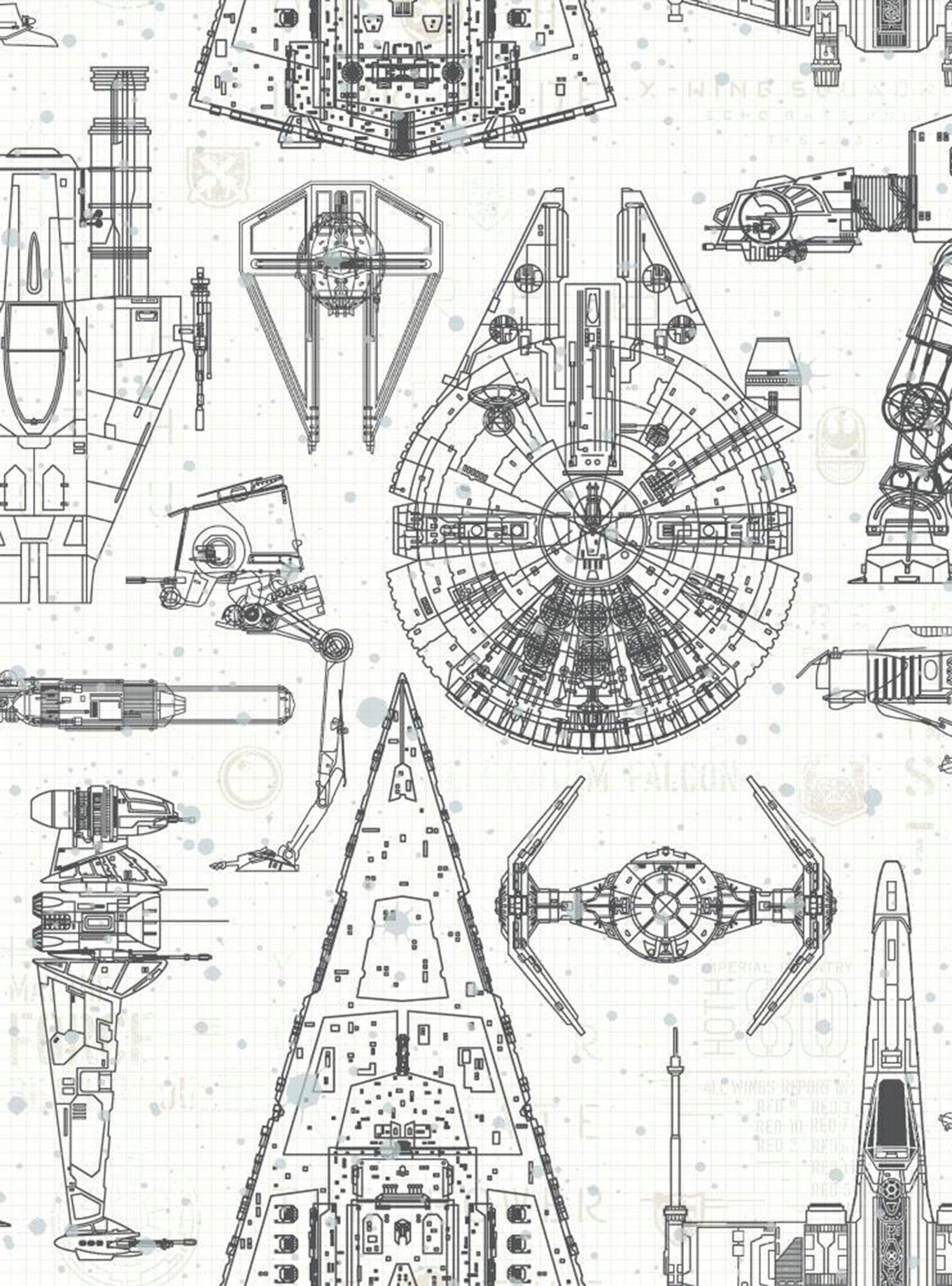 Star Wars Blueprint Peel & Stick Wallpaper, , alternate