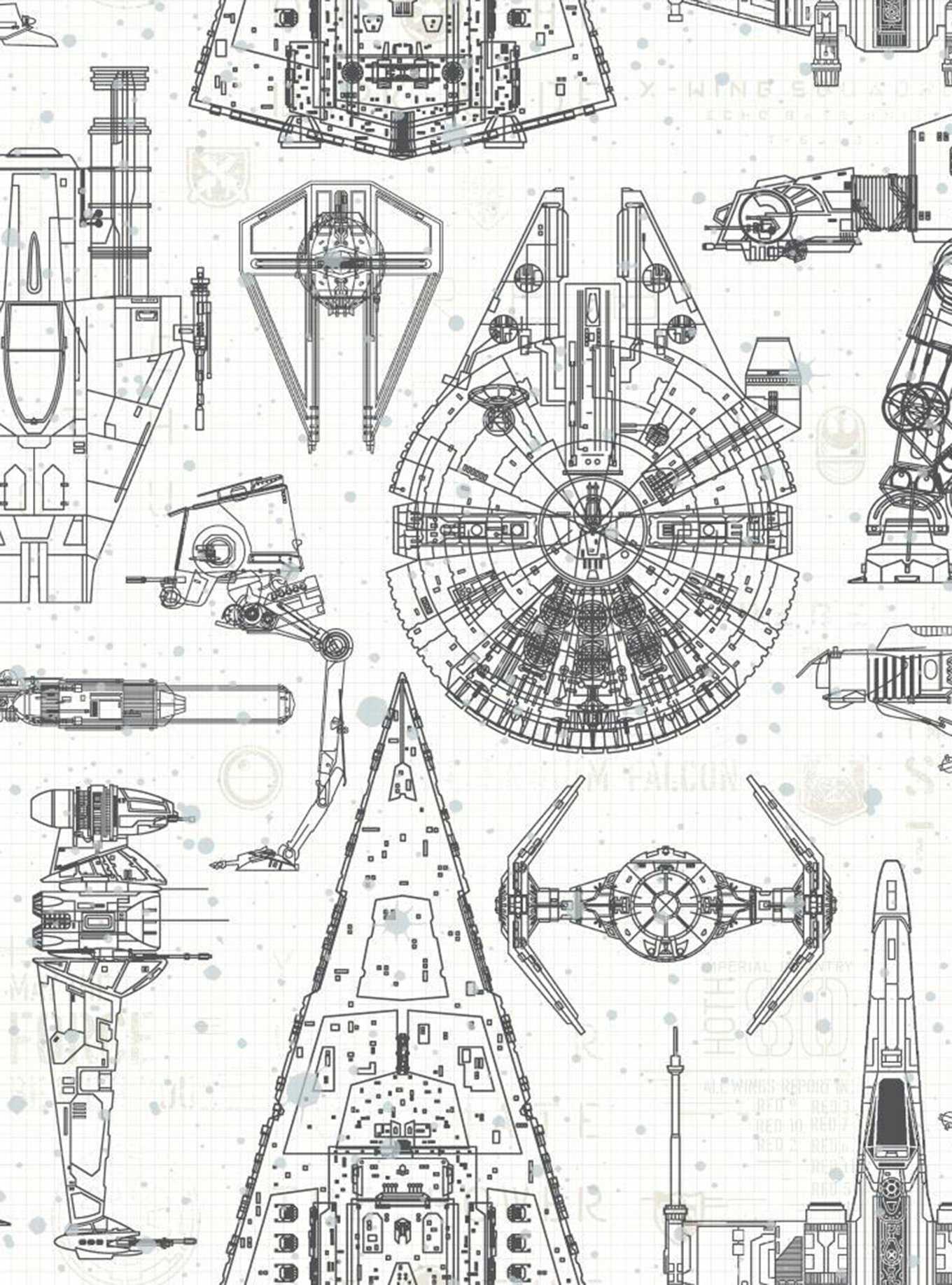 Star Wars Blueprint Peel & Stick Wallpaper, , hi-res
