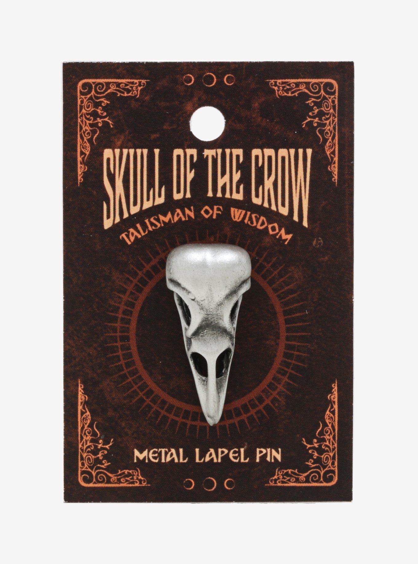 Crow Skull Enamel Pin, , alternate