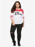 DC Comics Suicide Squad Harley Quinn Daddy's Lil Monster Girls Raglan Plus Size, RED, alternate