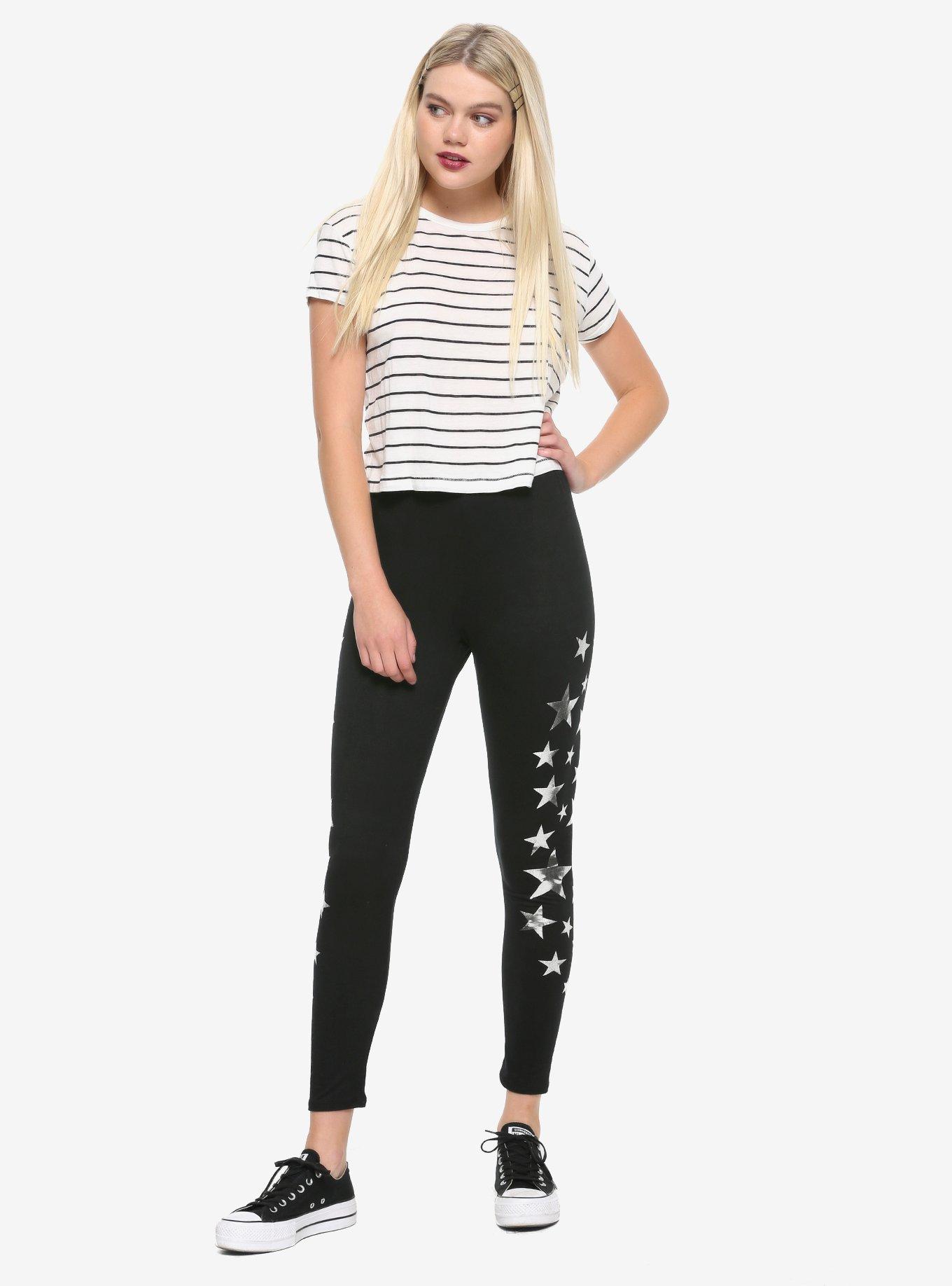 Star Side Leggings, BLACK, alternate