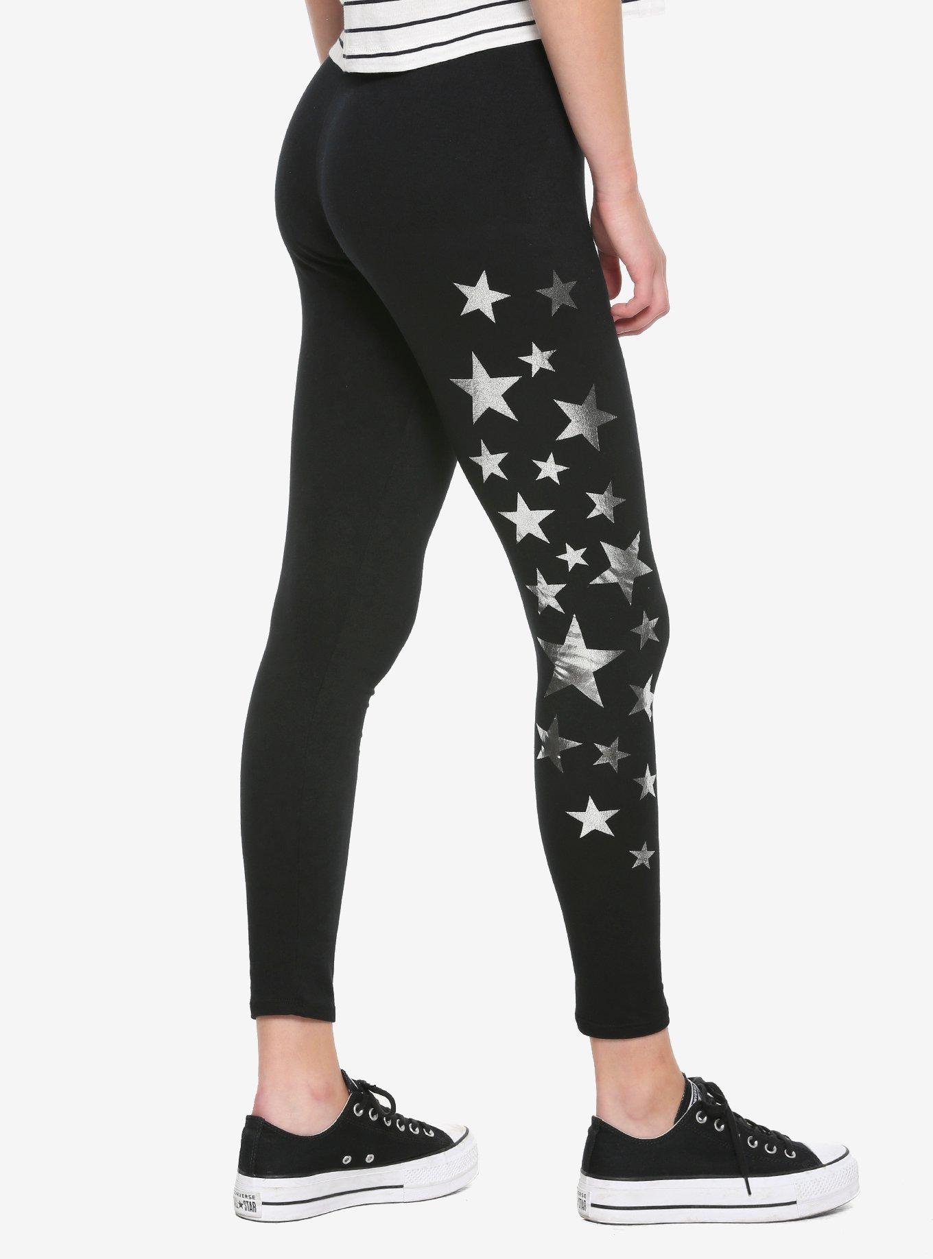 Star Side Leggings, BLACK, alternate