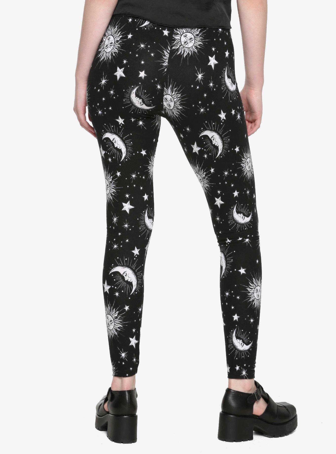 Celestial Print Leggings, BLACK, alternate