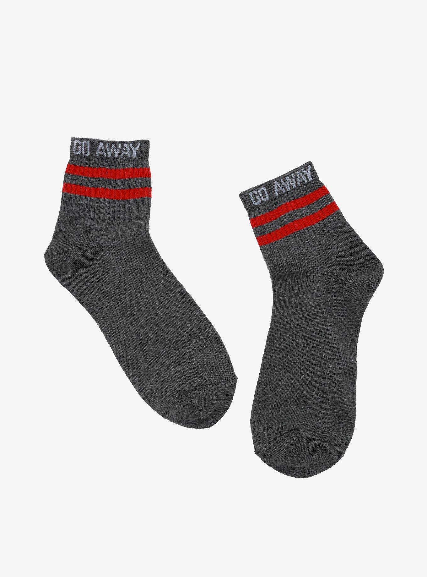Go Away Grey & Red Ankle Socks, , alternate