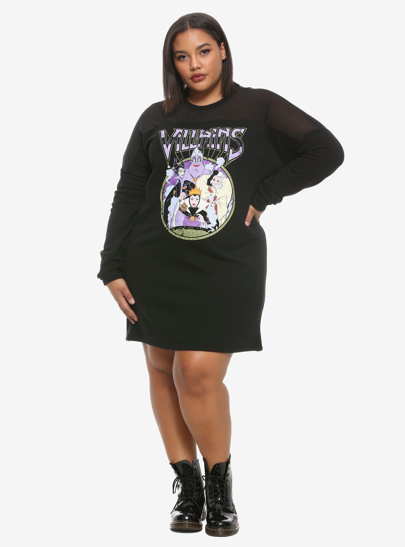 Disney Villains Mesh Shoulder Dress Plus Size, BLACK, alternate