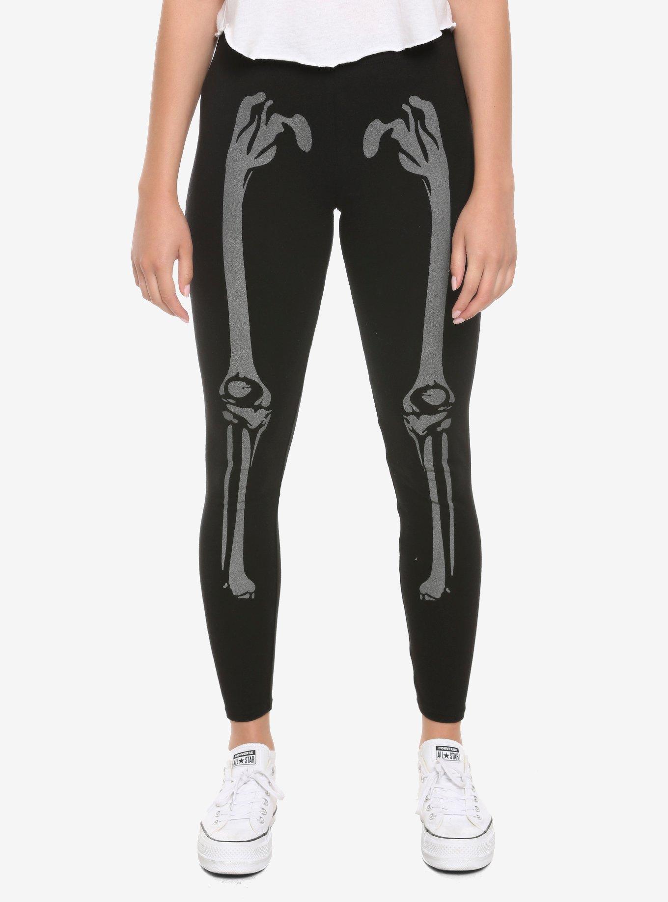 Reflective Skeleton Leggings, BLACK, alternate