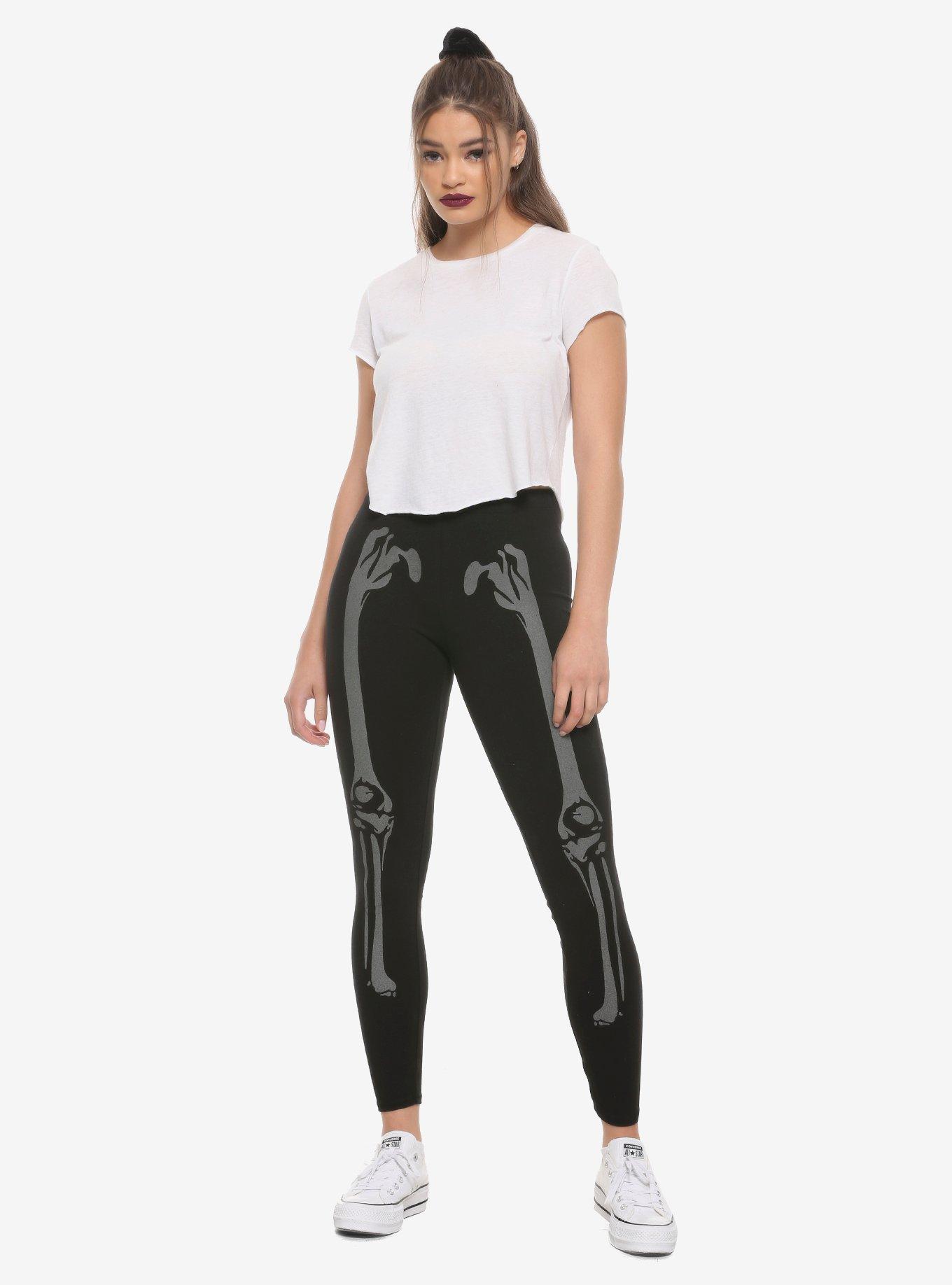 Reflective Skeleton Leggings, BLACK, alternate