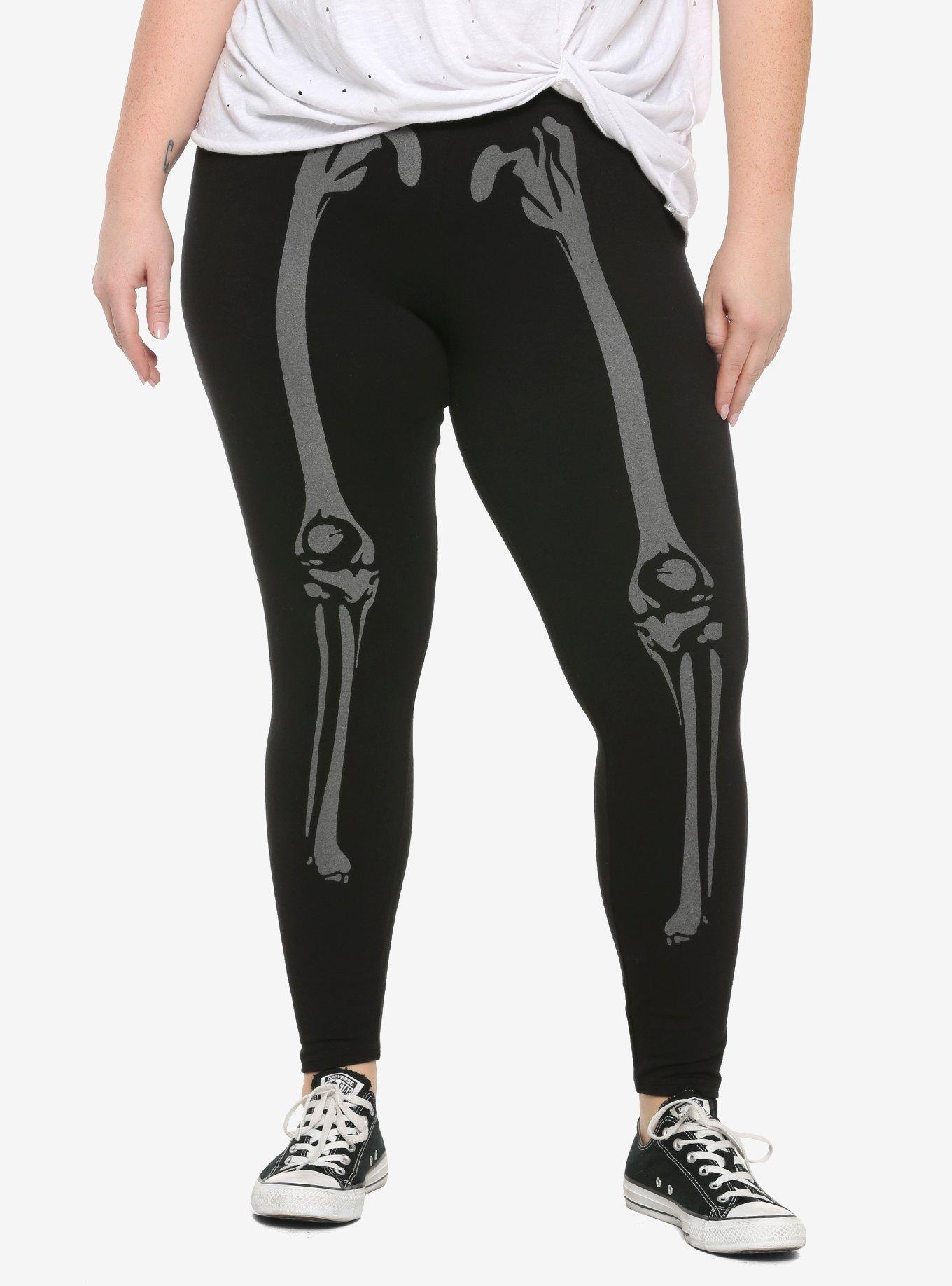 Reflective Skeleton Leggings Plus Size, , alternate