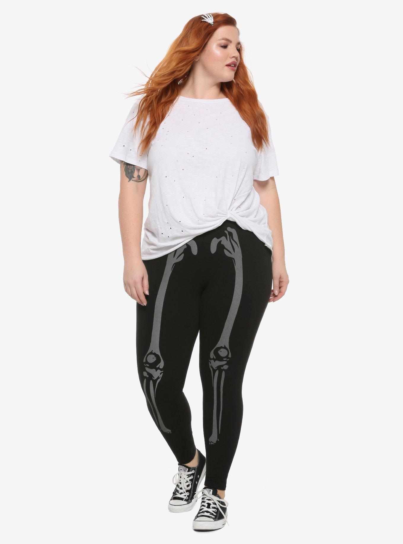 Reflective Skeleton Leggings Plus Size, , alternate