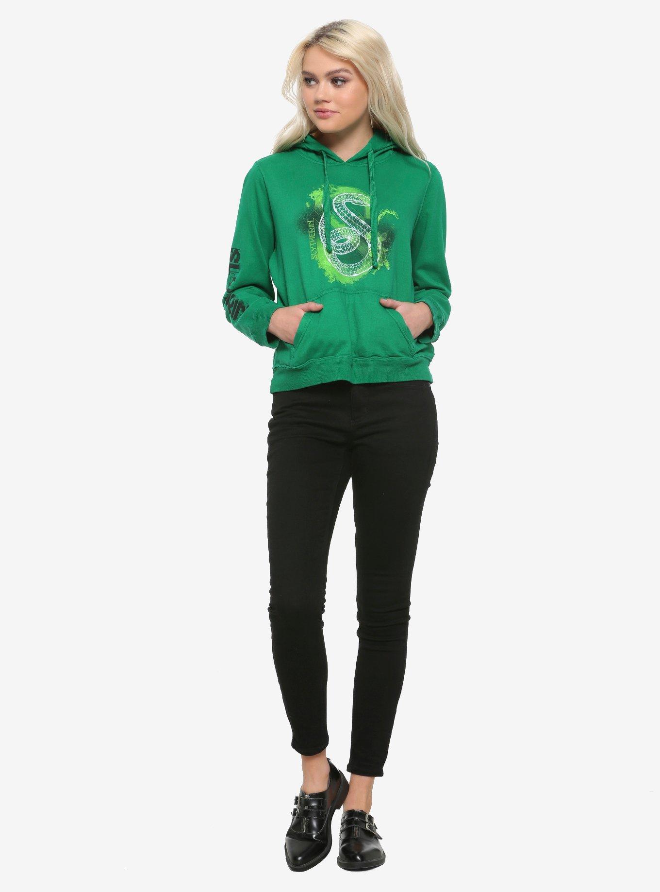 Harry Potter Slytherin Geometric Girls Hoodie, GREEN, alternate